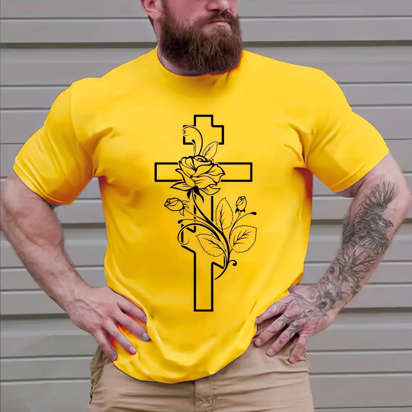 Plus Size Men s Flower Cross Graphic T Shirt Shop Now For Limited 