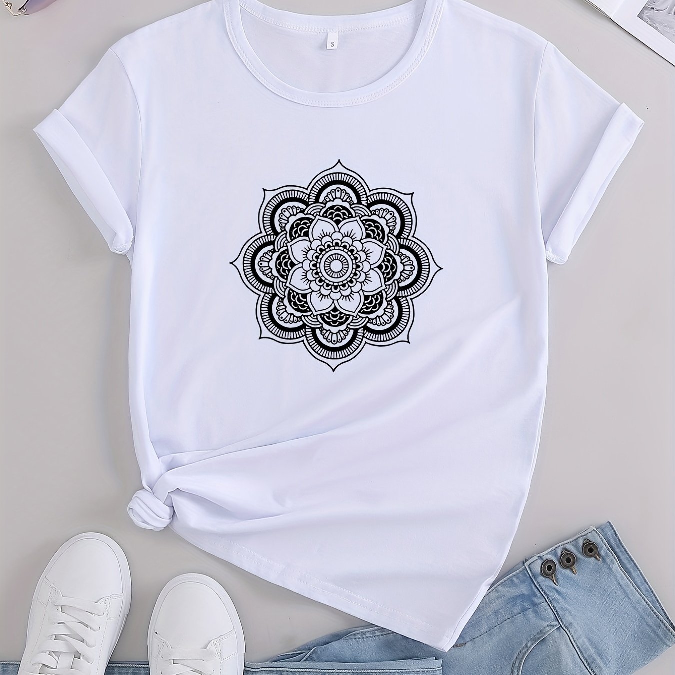 Mandala T Shirt Mandala Graphic Tee Cute Spring Shirt Cute 