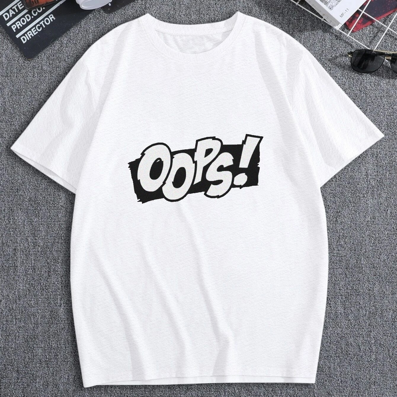 Plus size men s casual graphic tees for summer oops print oversized t