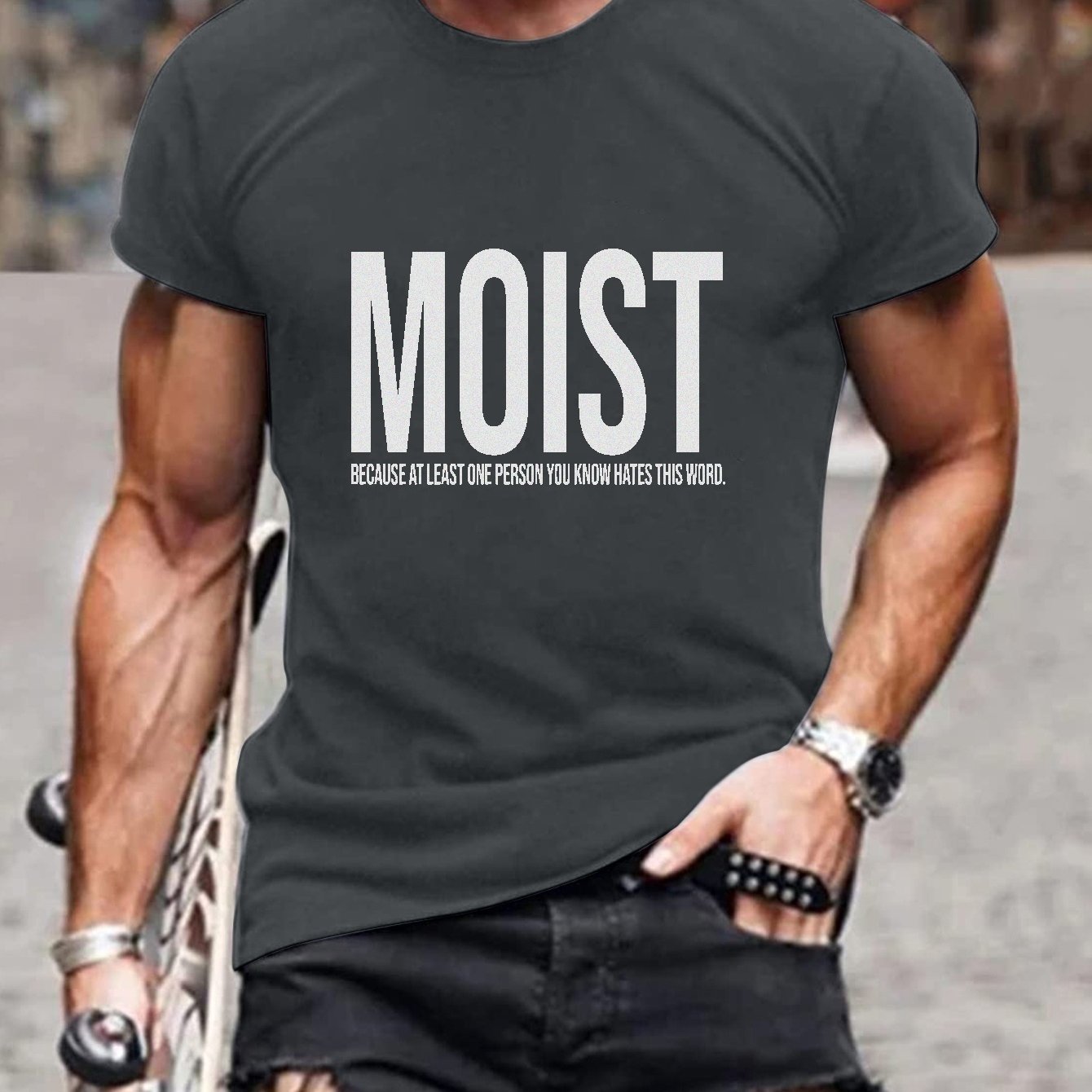 Plus Size Men's Novelty Moist Graphic T Shirt Comfy Elastic Tees For ...