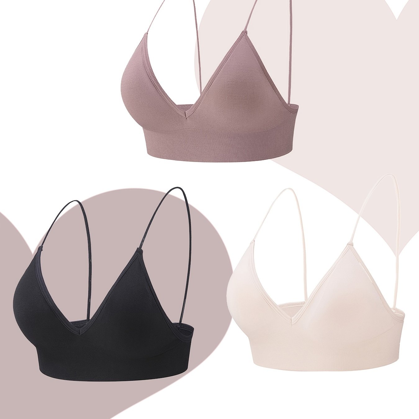 Triangle Cups Padless Bras Breathable Comfy Elastic - Temu