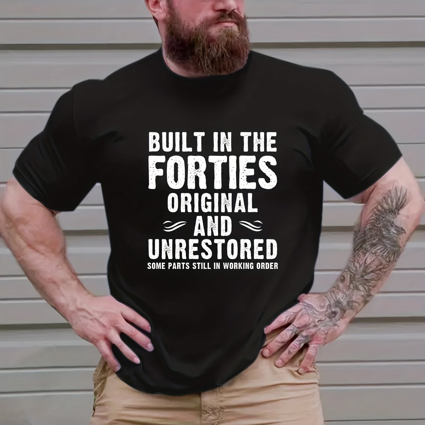 TEMU Men's Letter " In The " Graphic T-shirts Casual Sports Loose Round Neck Short Sleeve Tees Top Clothes, For Big And Tall Guys, Plus Size