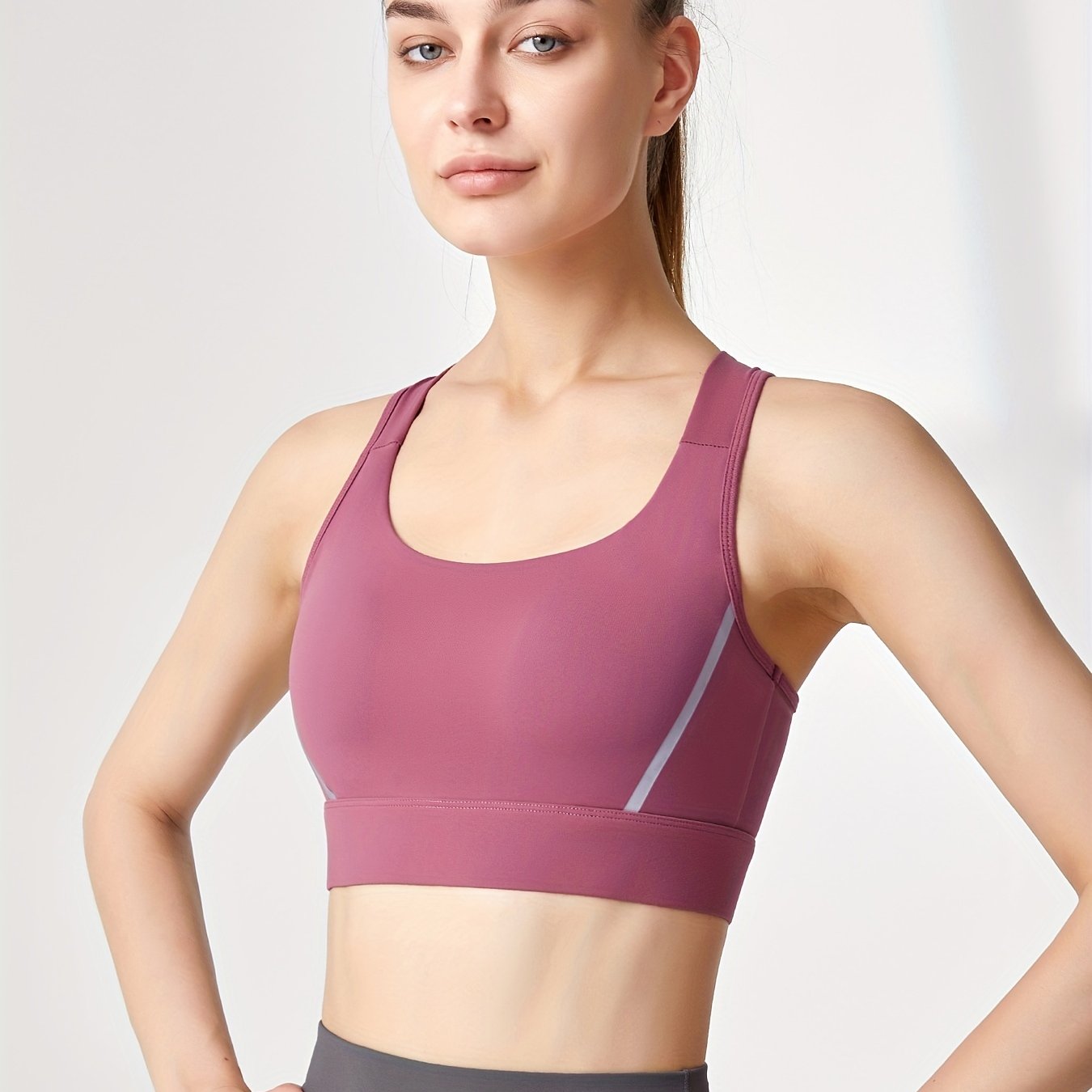 High Impact Push Sports Bra Stretchy Mesh Stitching Hollow - Temu