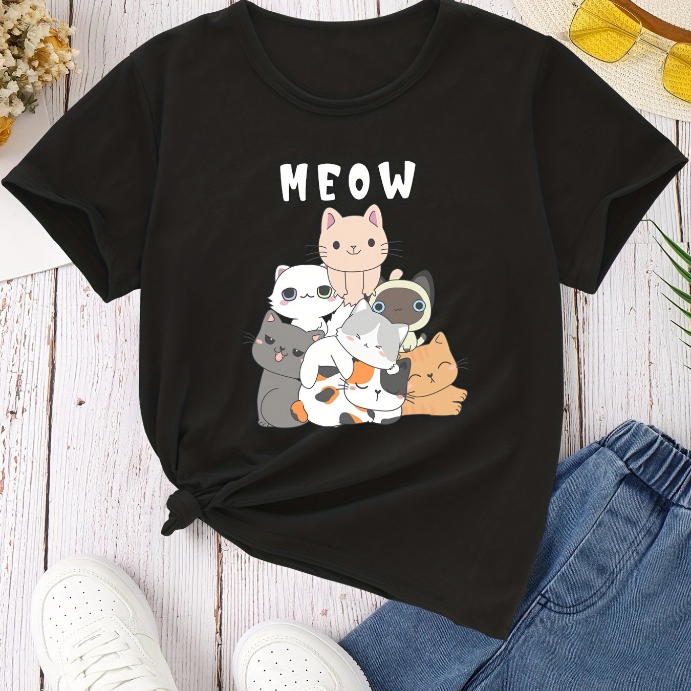 Desenhos animados gráfico impresso t-shirt para meninas e meninos