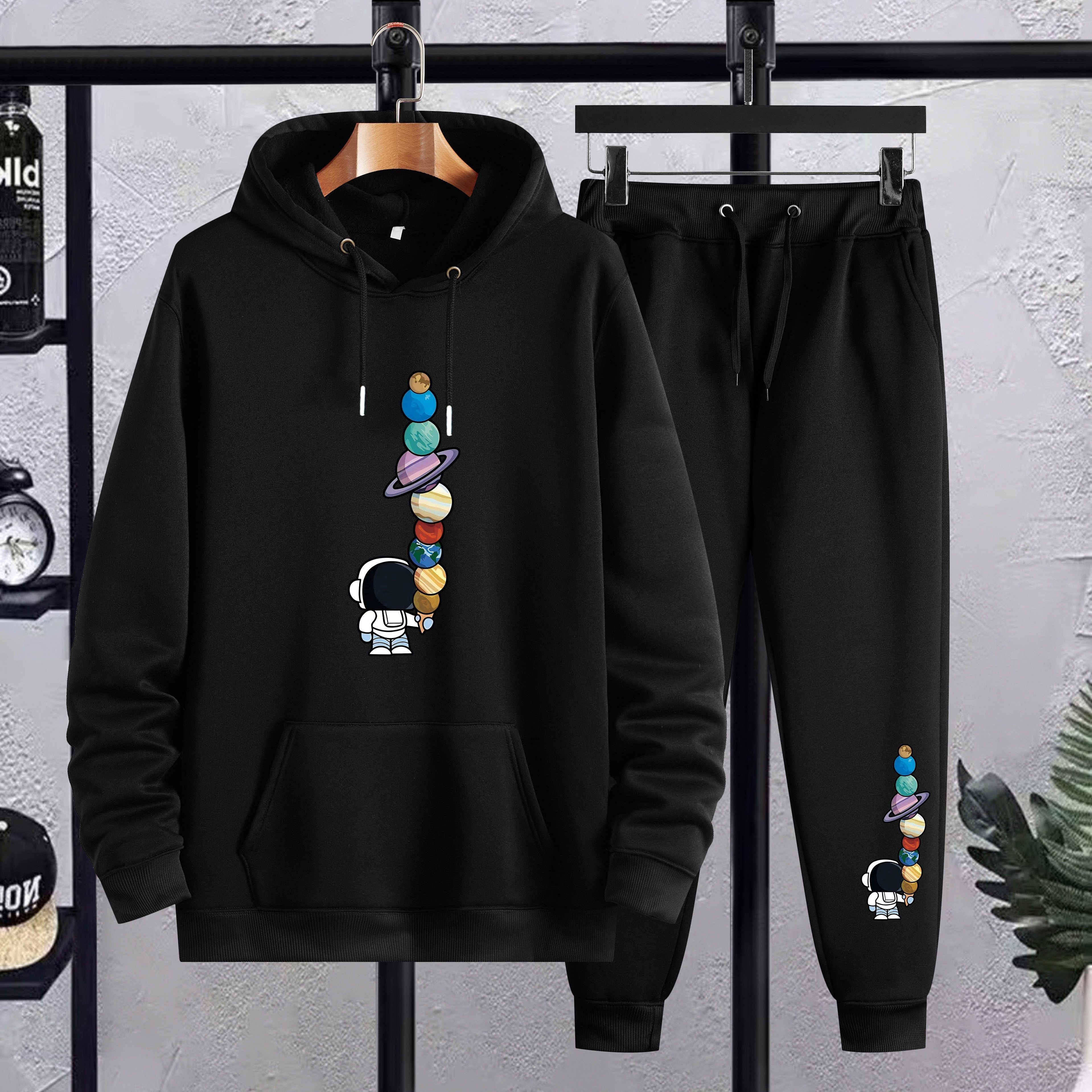 TEMU Autumn And Winter 's Plus Size Hooded Sweater Pants Youth Sports Casual Fleece Thickened Sweatshirt Suit