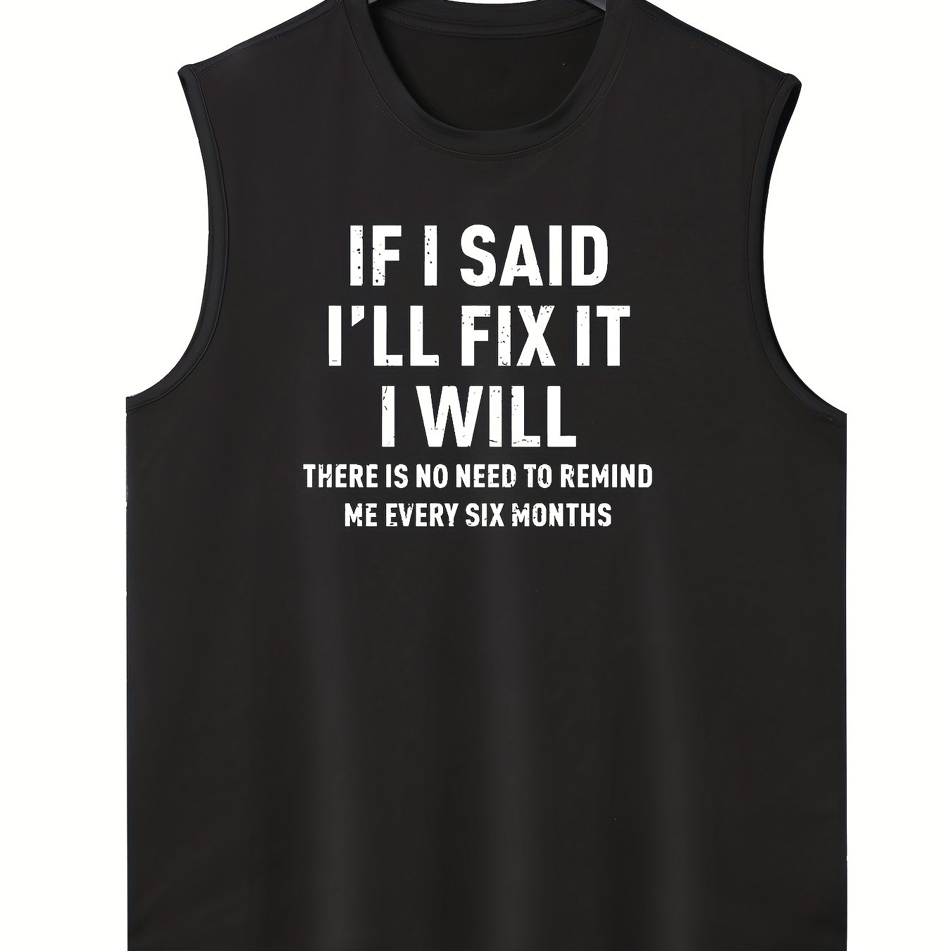 TEMU Plus Size Men's Casual Trendy "if I Said I Will Fix It I Would" Sleeveless Tank Tops, Summer Oversized Loose Vest For Fitness, Workout, Training