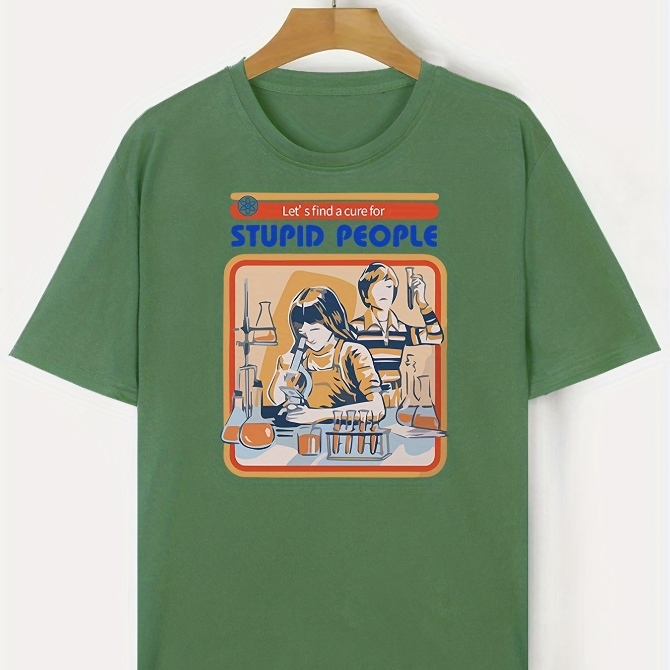Plus Size Men s Stupid People Print T Shirts Casual Oversized Graphic 