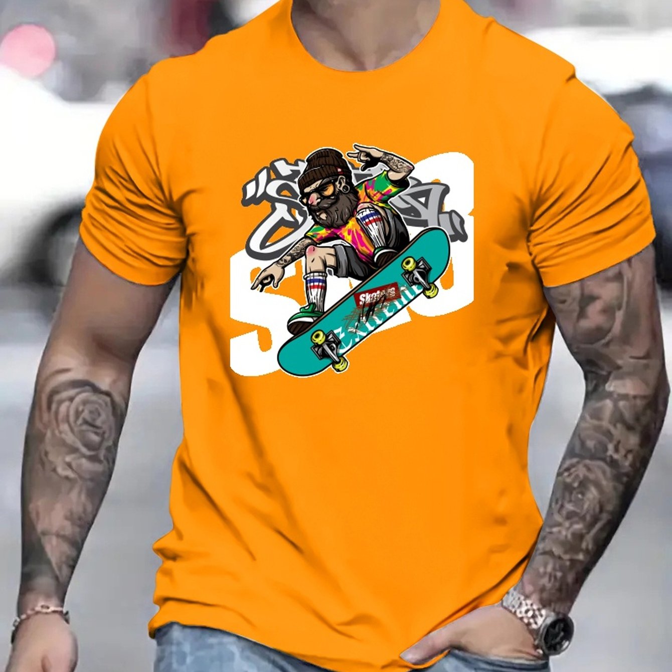 Cool Skater Men's Trendy T shirt For Summer Outdoor Casual - Temu