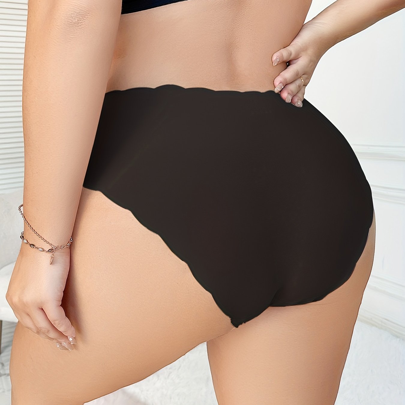Plus Size Simple Panty, Women's Plus Solid Seamless High * Stretchy Daily  Brief
