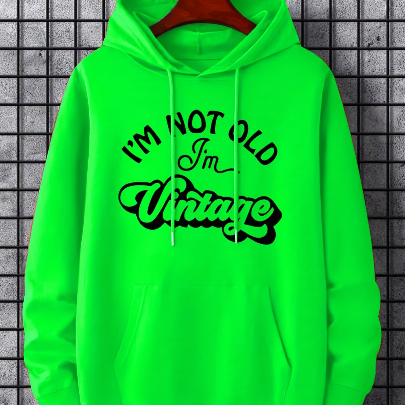 Men's Printed Drawstring Hoodie Sweatshirt, Plus Size