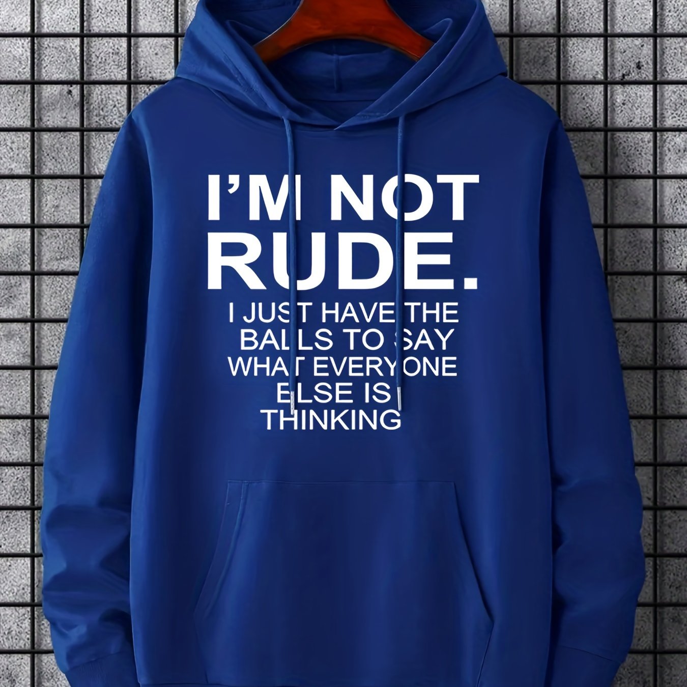 TEMU Men' Drawstring Hoodie Sweatshirt, Plus Size