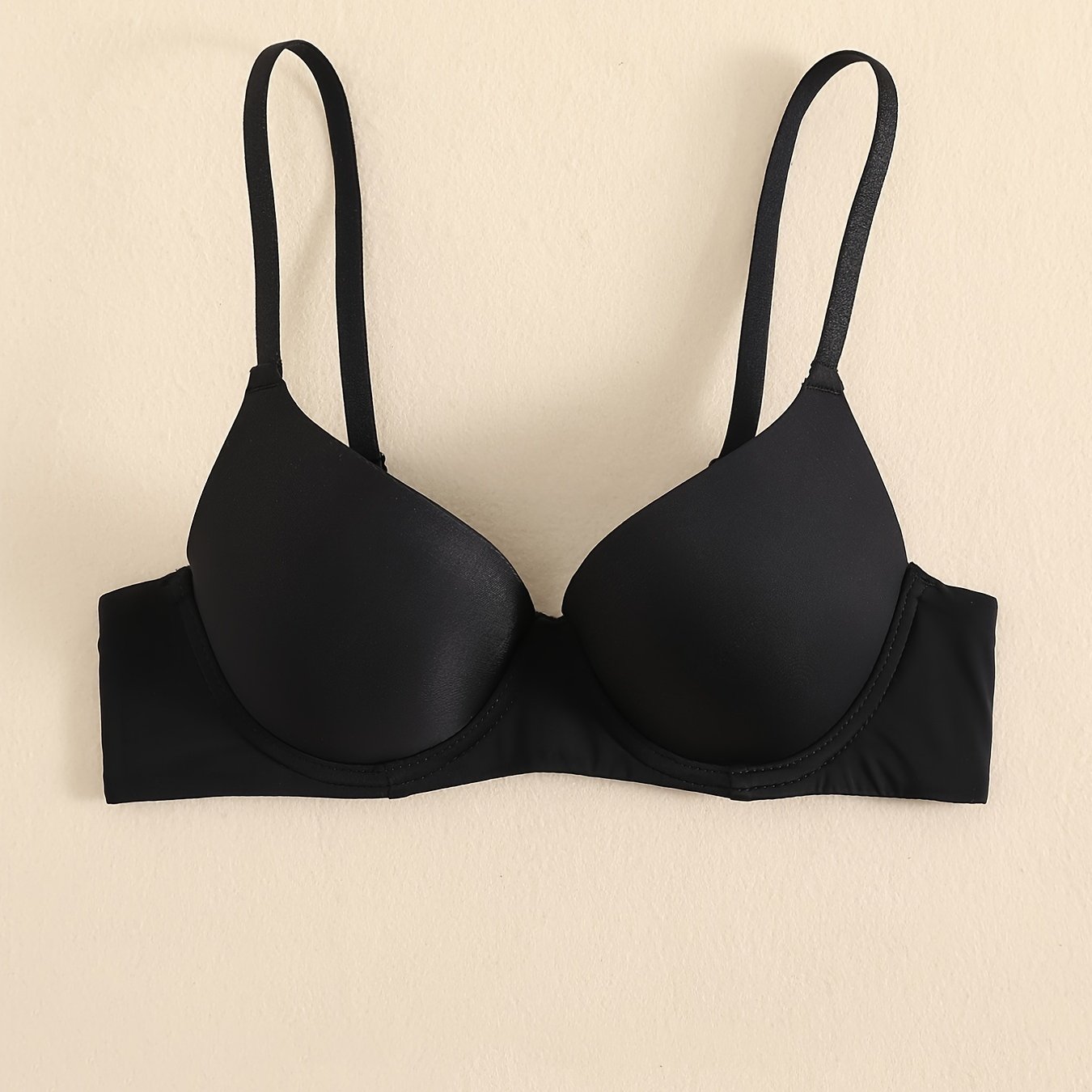 Glossy Triangle Cup Everyday Bra Comfortable Knitted Fabric - Temu