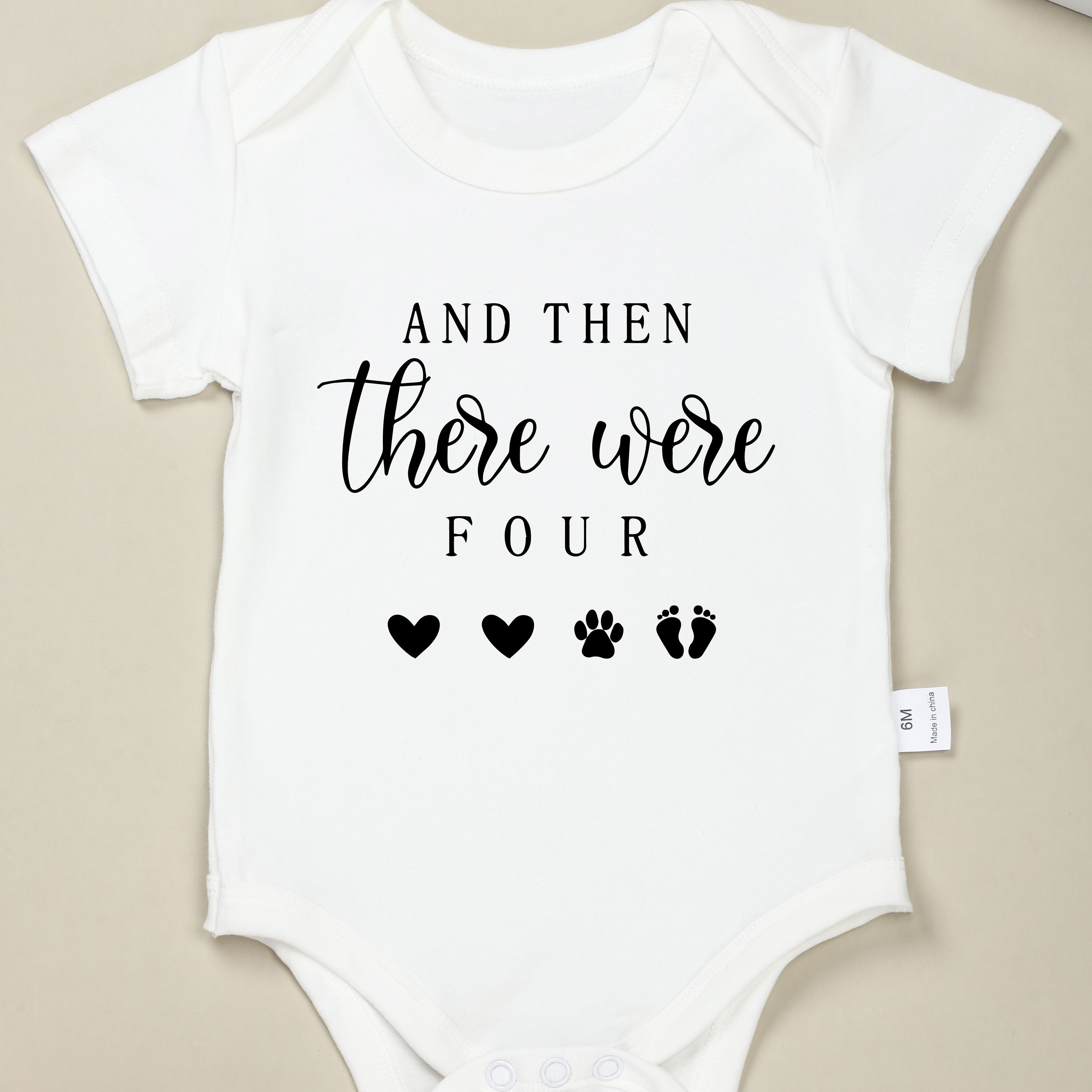 Pregnancy Announcement Onesie - And then there were Four (4