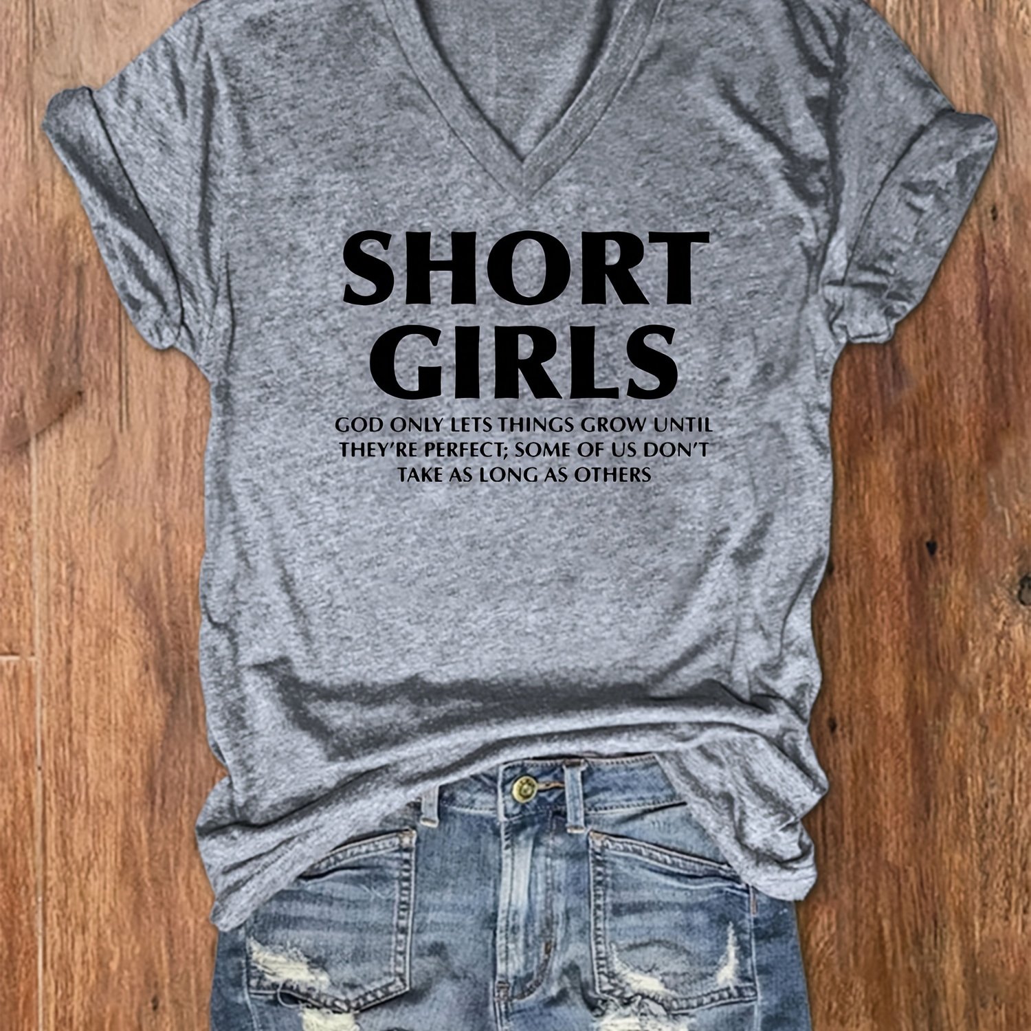 Short Girls Print T shirt V Neck Short Sleeve Casual Top - Temu