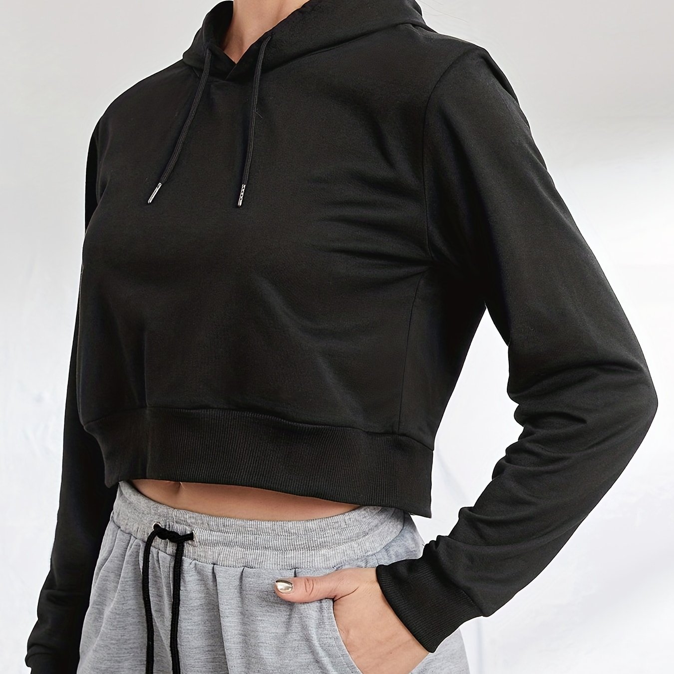 Zip Crop Hoodies Long Sleeve Sports Casual Sweatshirt - Temu