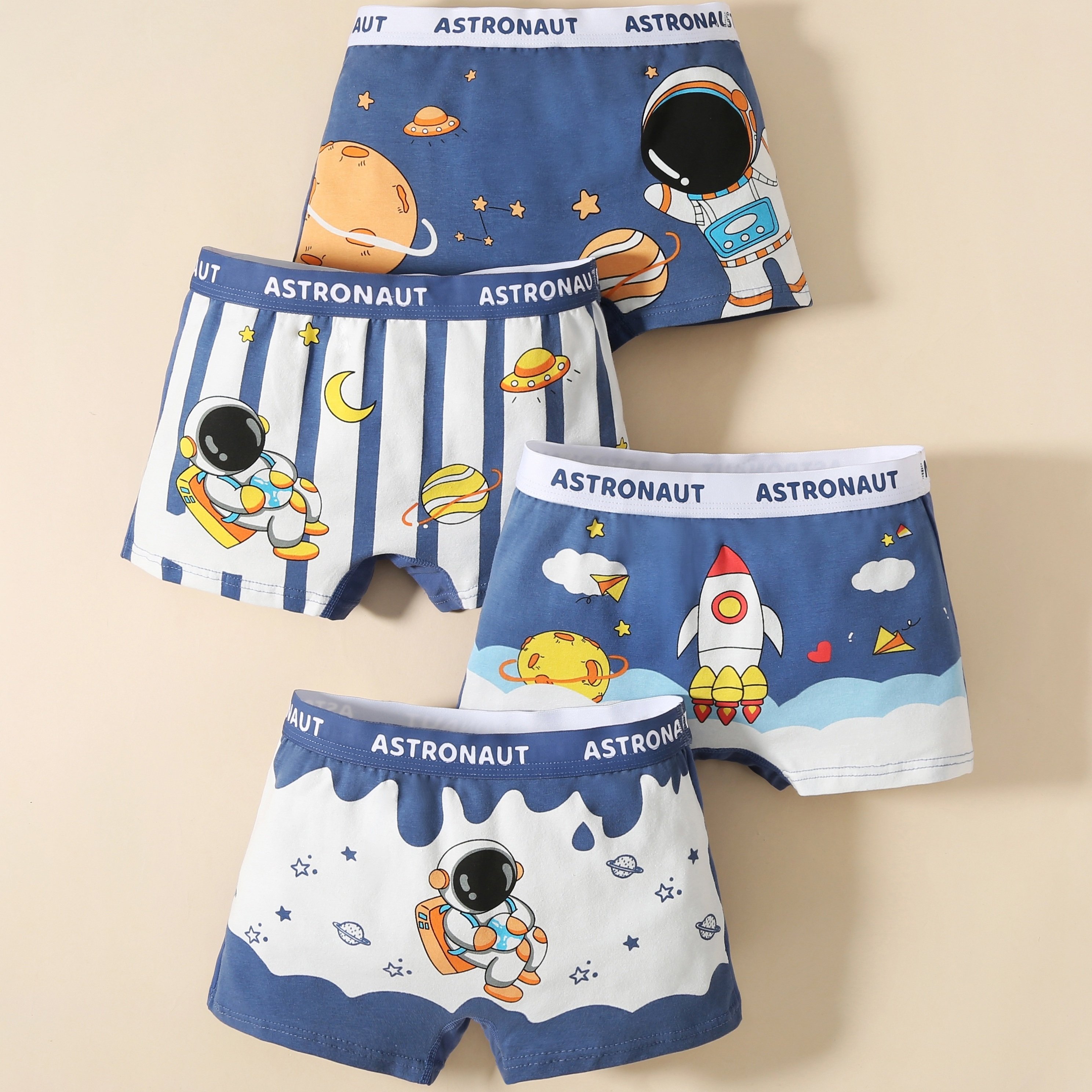 Girls Boxer Briefs Elastic Waist Astronaut Cartoon Rabbits - Temu