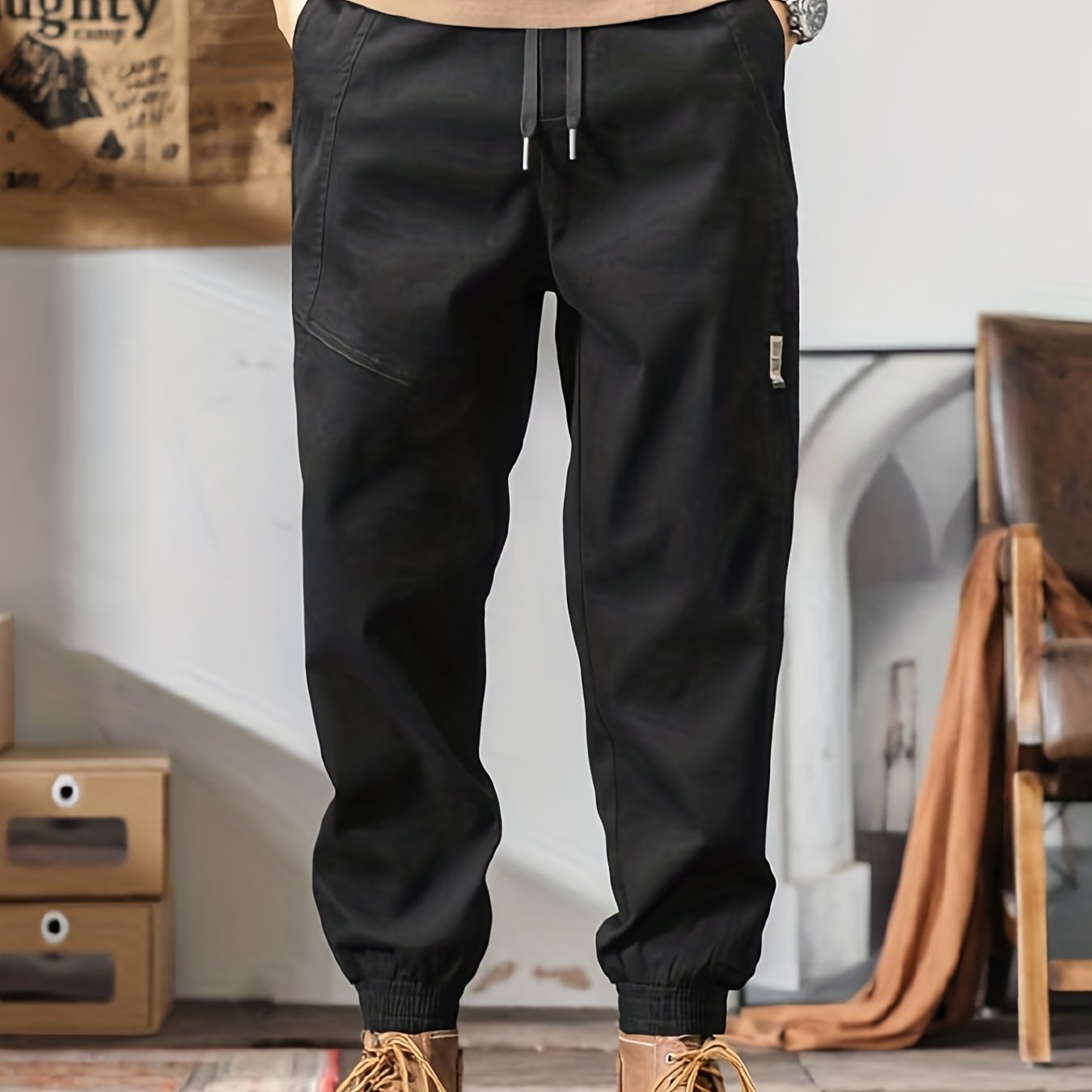 Men's Drawstring Vintage Loose Trendy Jogger Pants - Temu