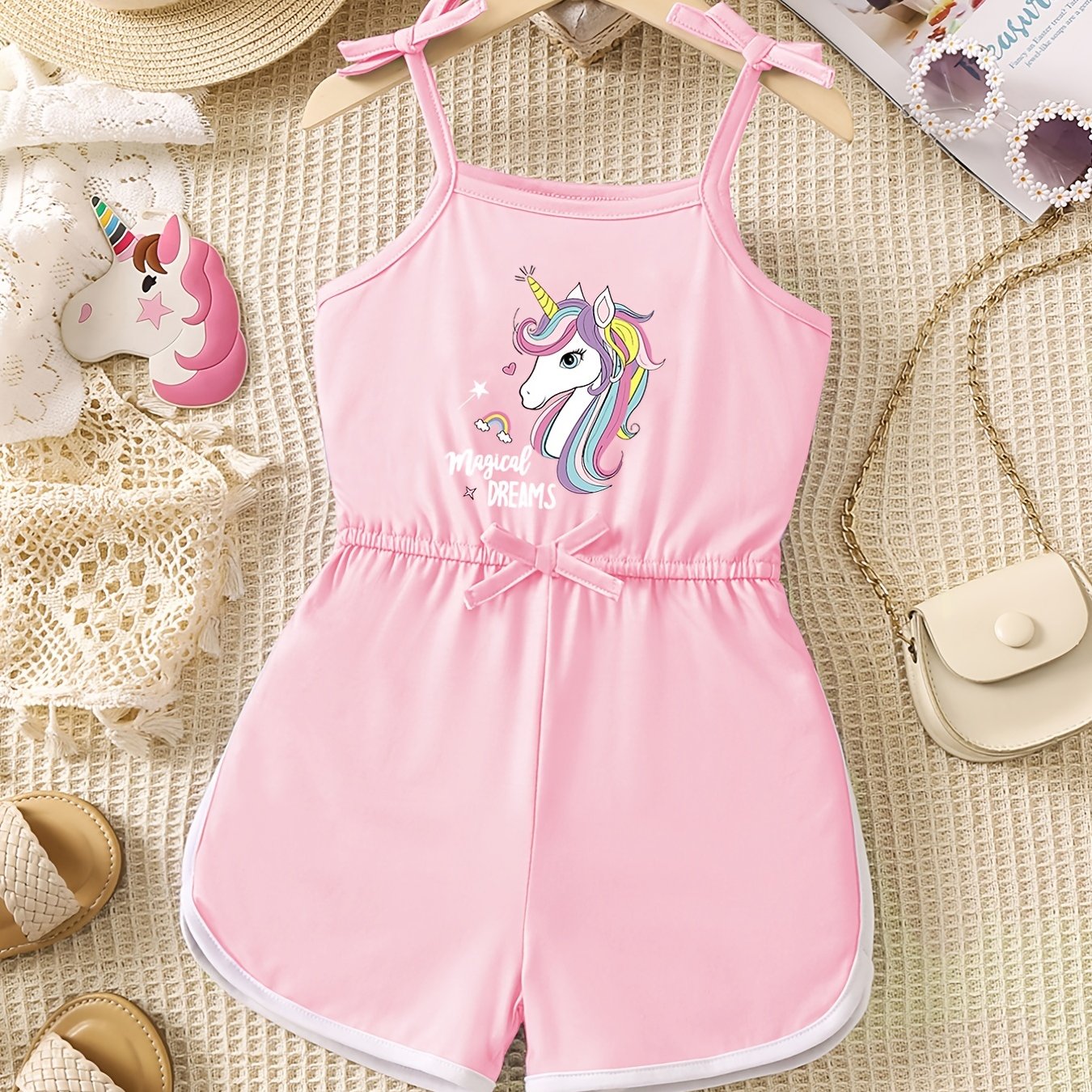 Toddler Girls Cute Cartoon Unicorn Graphic Bow Casual Sports - Temu