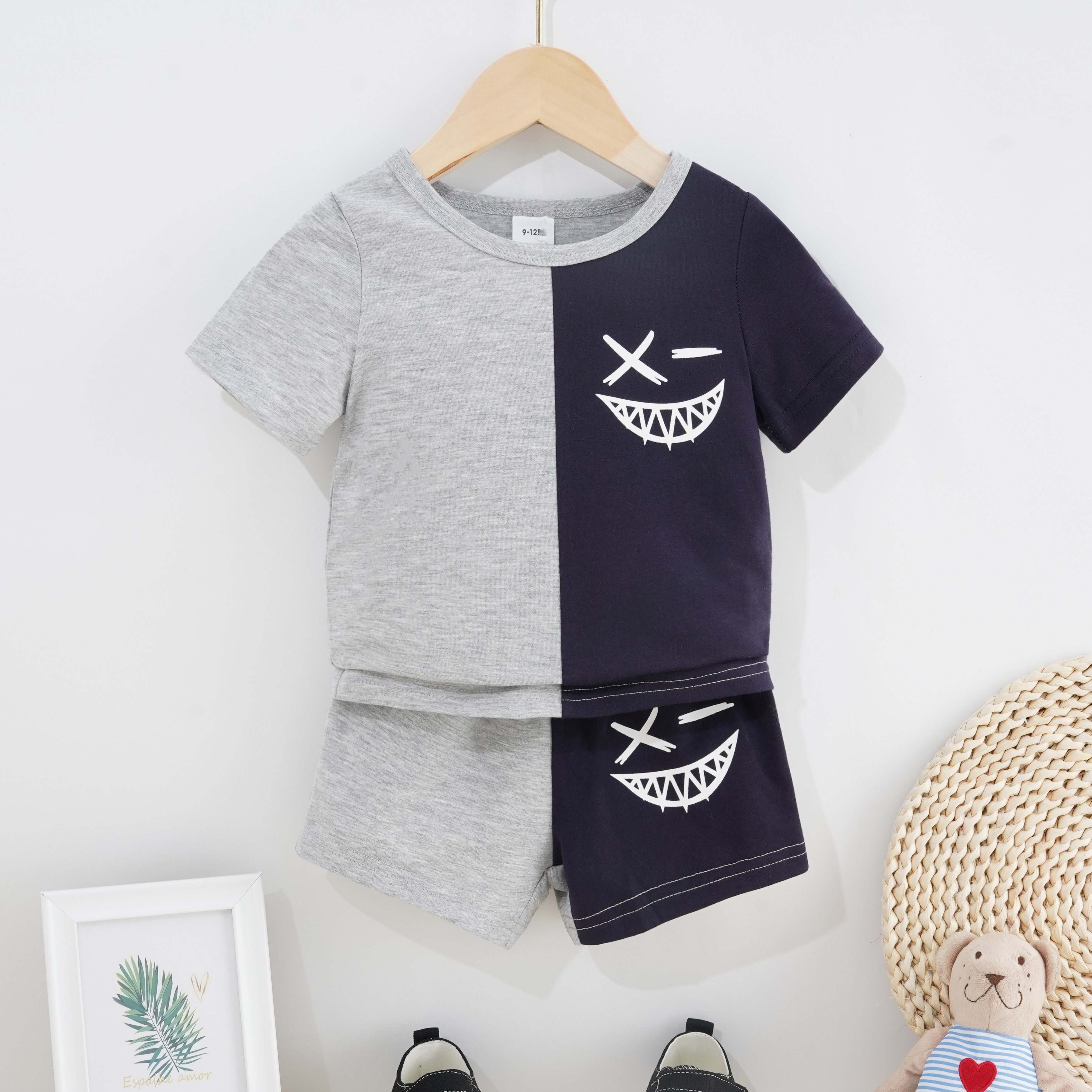 2pcs Baby Boys If I've Gone Missing I've Gone Fishing T-shirt & Shorts  Set Clothes For Summer