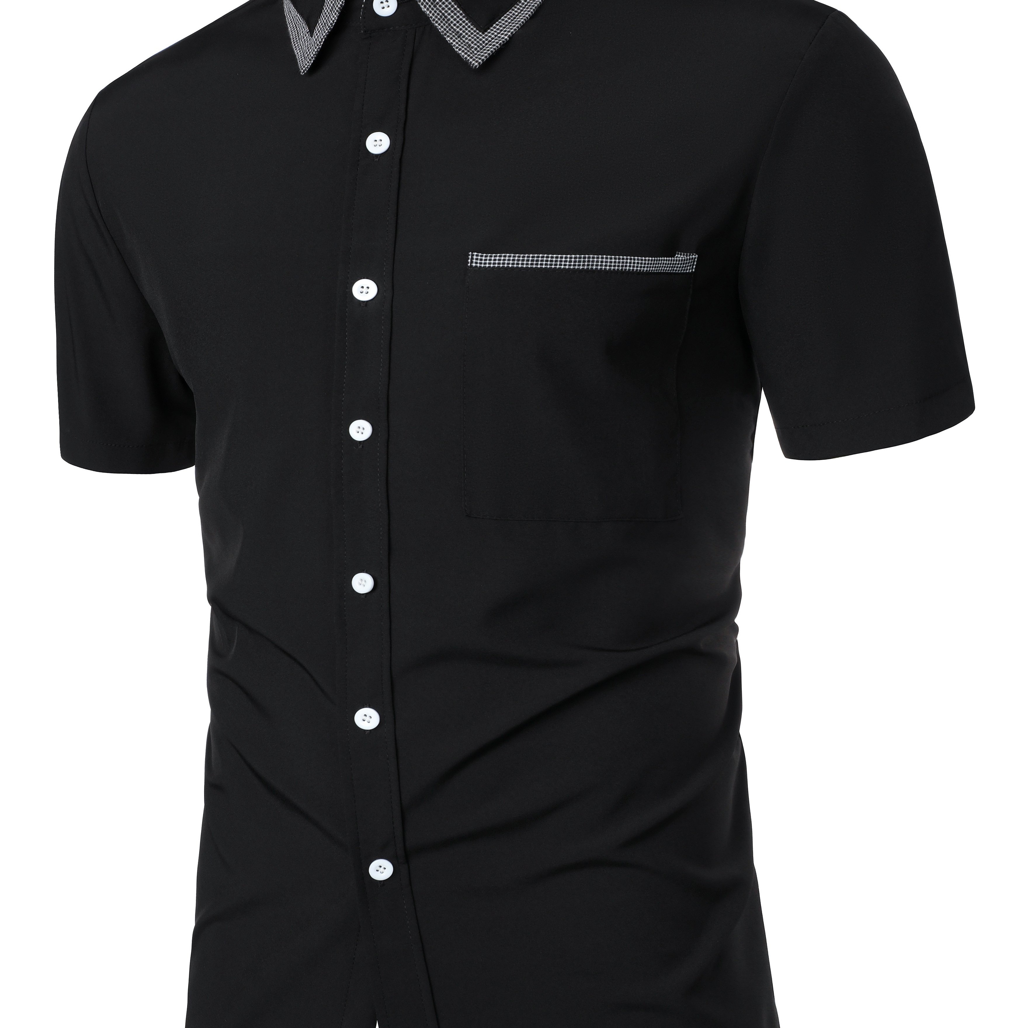 Collar Men's Casual Short Sleeve Shirt, Men's Shirt For Summer