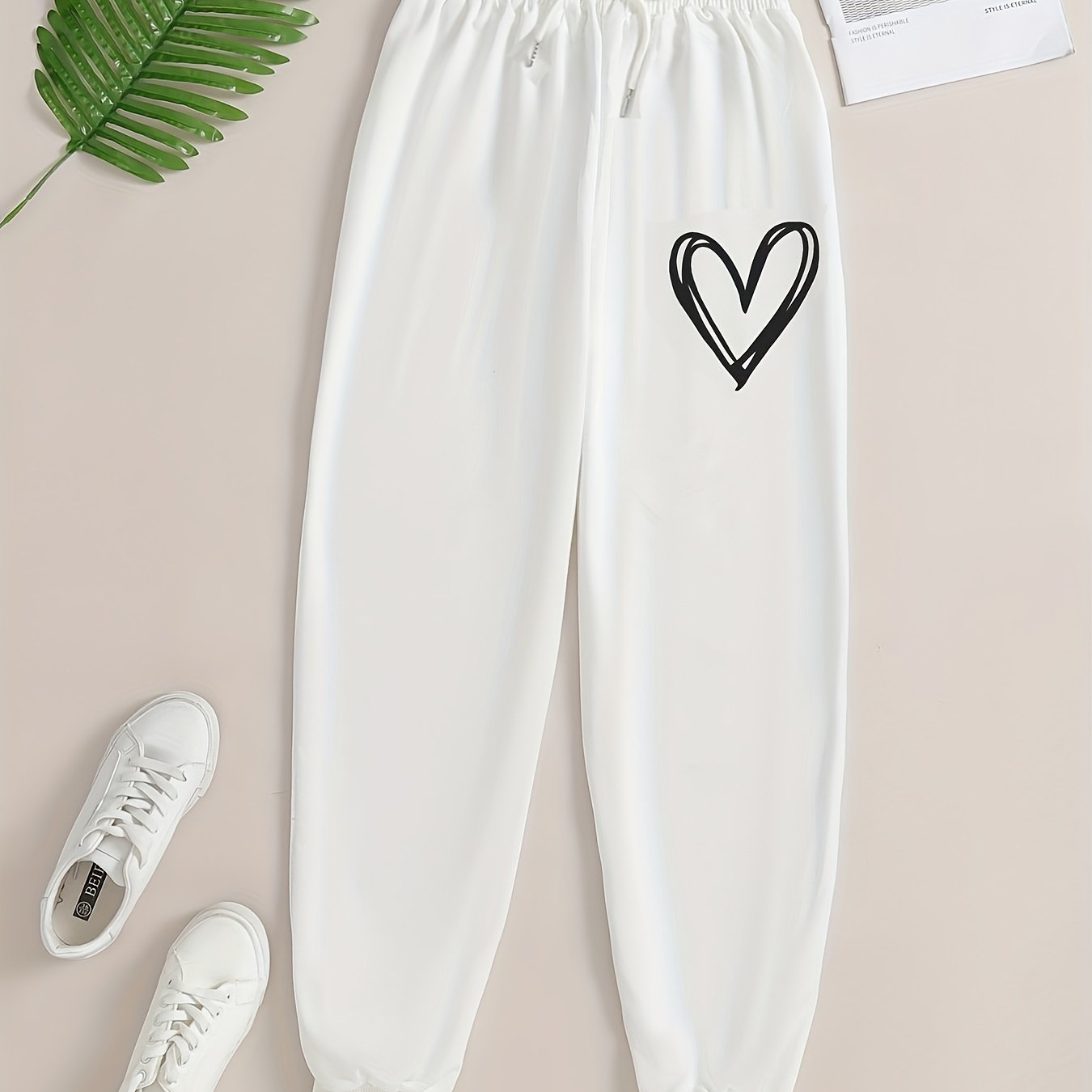 Trendy 2023 Heart Print Pants for Women Casual Loose Fit Sweatpants Comfy  Drawstring High Waist Pants : : Clothing, Shoes & Accessories