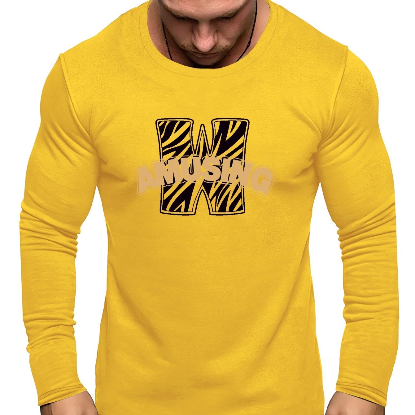 Plus Size Men s Casual Graphic Long Sleeved Crew Neck T Shirt Male s 