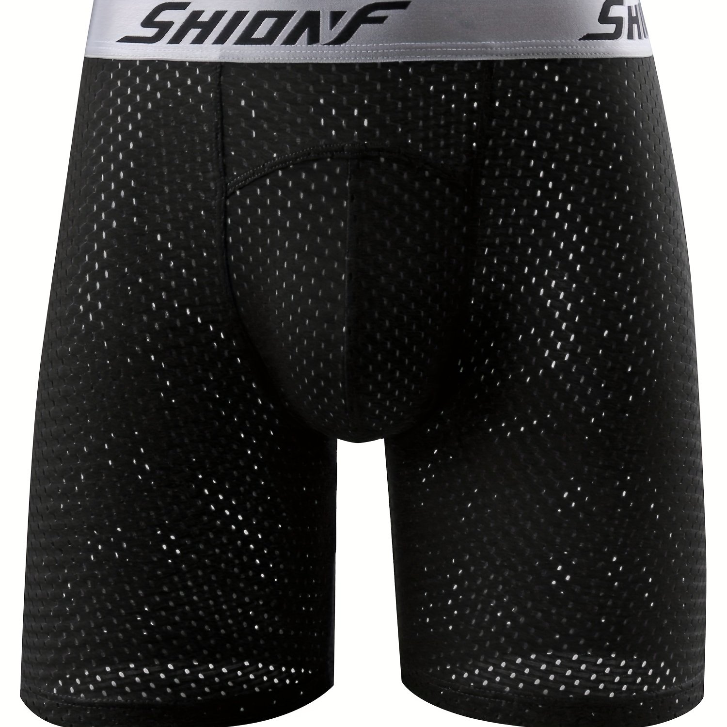 Extended Mesh Anti-chafing Men's Underwear, Black, Plus Size