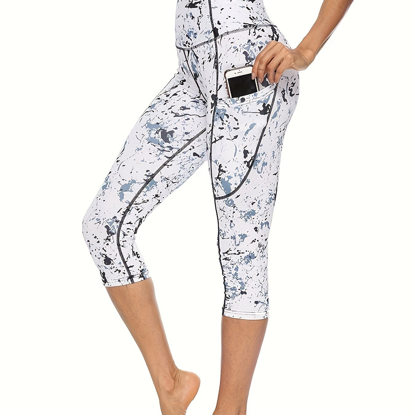 High waisted Yoga Capri Pants Pocket Women Slimming Elastic - Temu