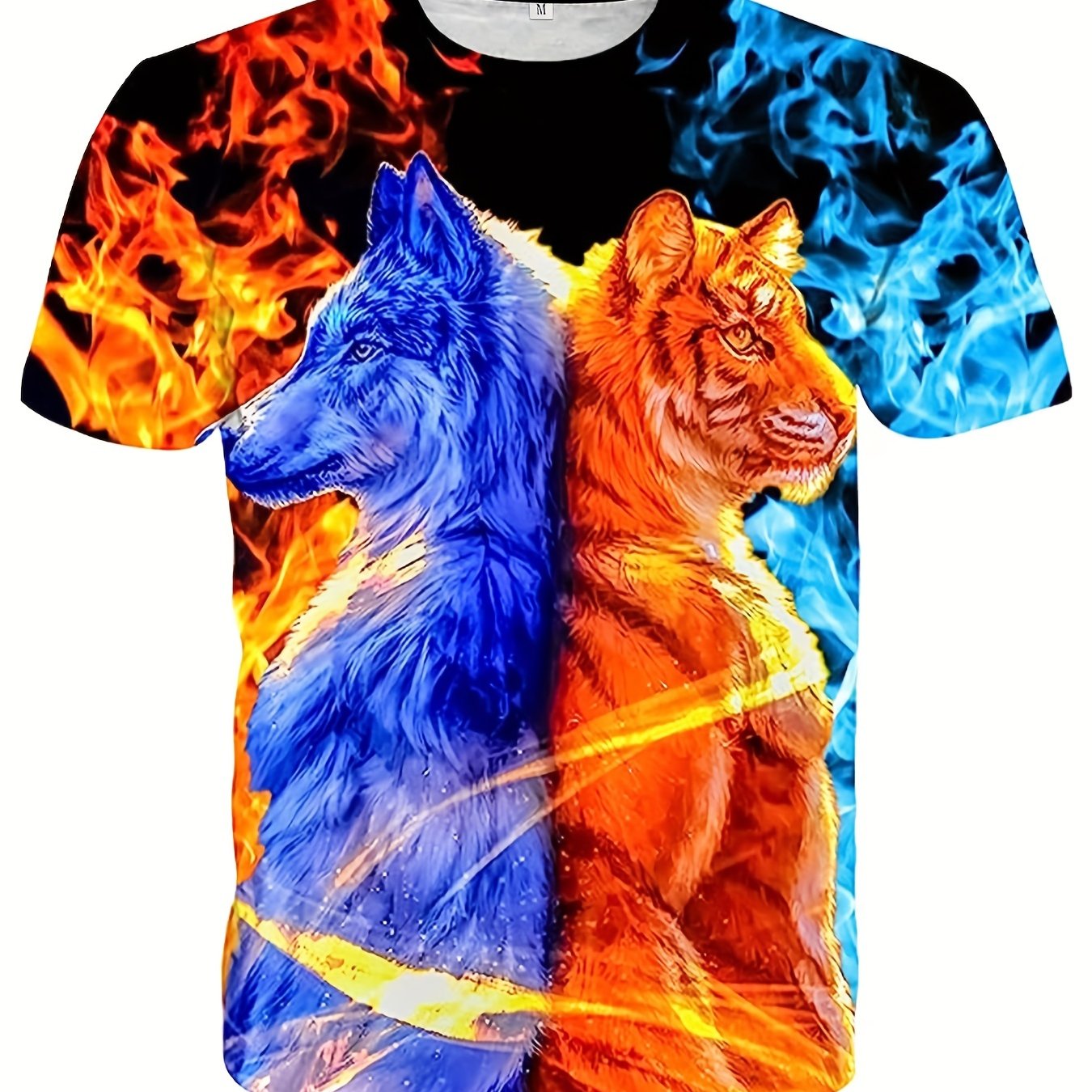 KYKU Tiger T shirt Men Animal Shirt Print Lightning Tshirt Printed