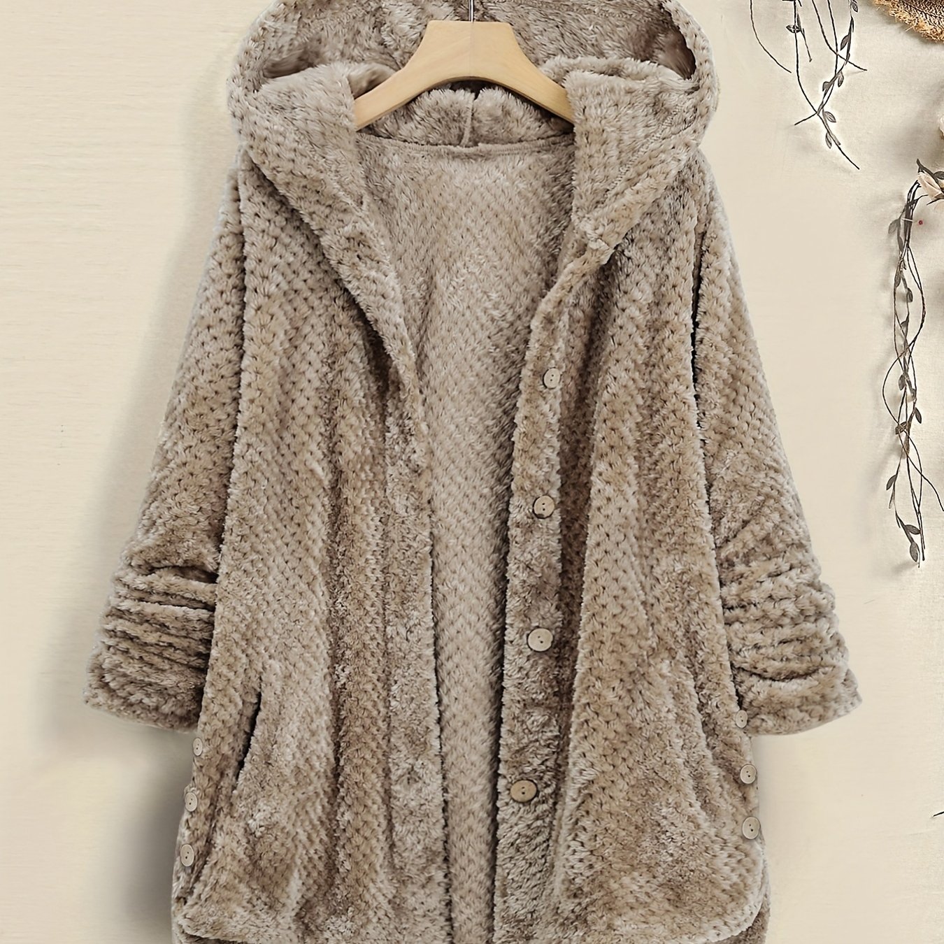 Solid Color Mid Length Thicken Warm Blend Coat Casual Button Front Long ...