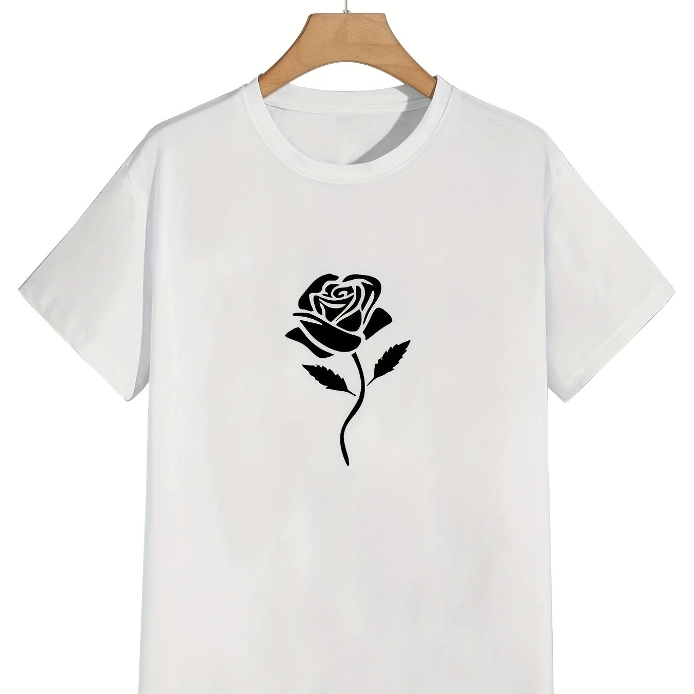 A Rose Relaxed T Shirt For Men Plus Size Comfy Summer Graphic Tee For ...