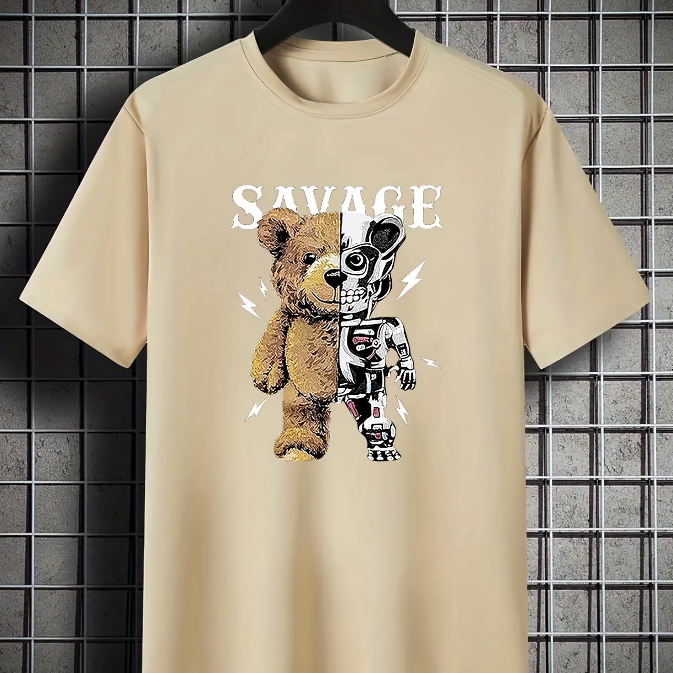 Black T-Shirt, Cartoon T-Shirt, Bear Graphic T-Shirt, SAVAGE Graphic T- Shirt - The Given Style