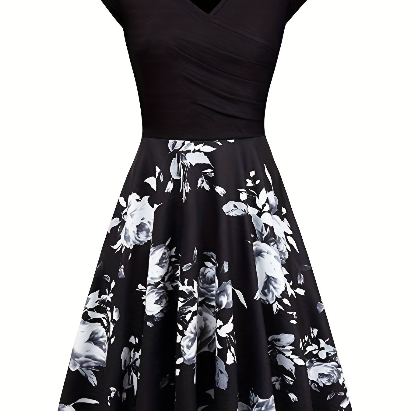 floral print v neck dress elegant short sleeve dress for spring summer womens clothing