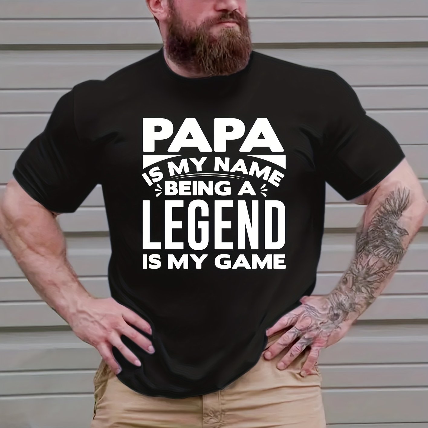 TEMU Men's Plus Size Casual Mid Stretch Short Sleeves Crew Neck T-shirt, Size Clothes For Summer, Plus Size