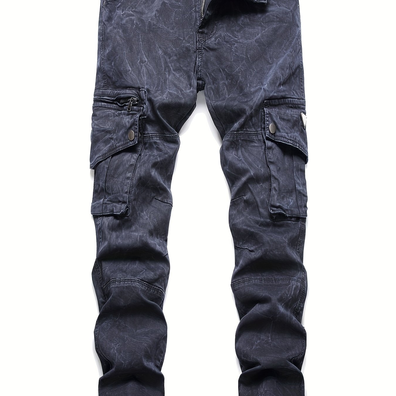 Slim Fit Cargo Jeans Men's Casual Street Style Tie Dye Pattern Slightly ...