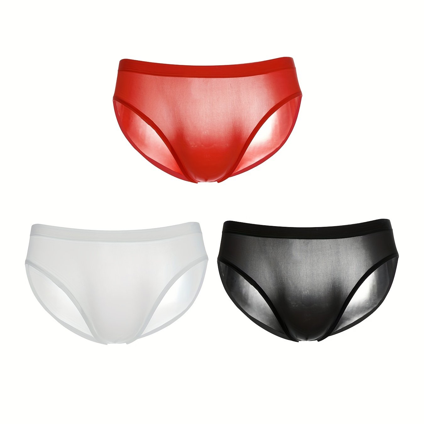 Men's Solid Color Ice Silk Bikini Thong High Stretch Summer - Temu