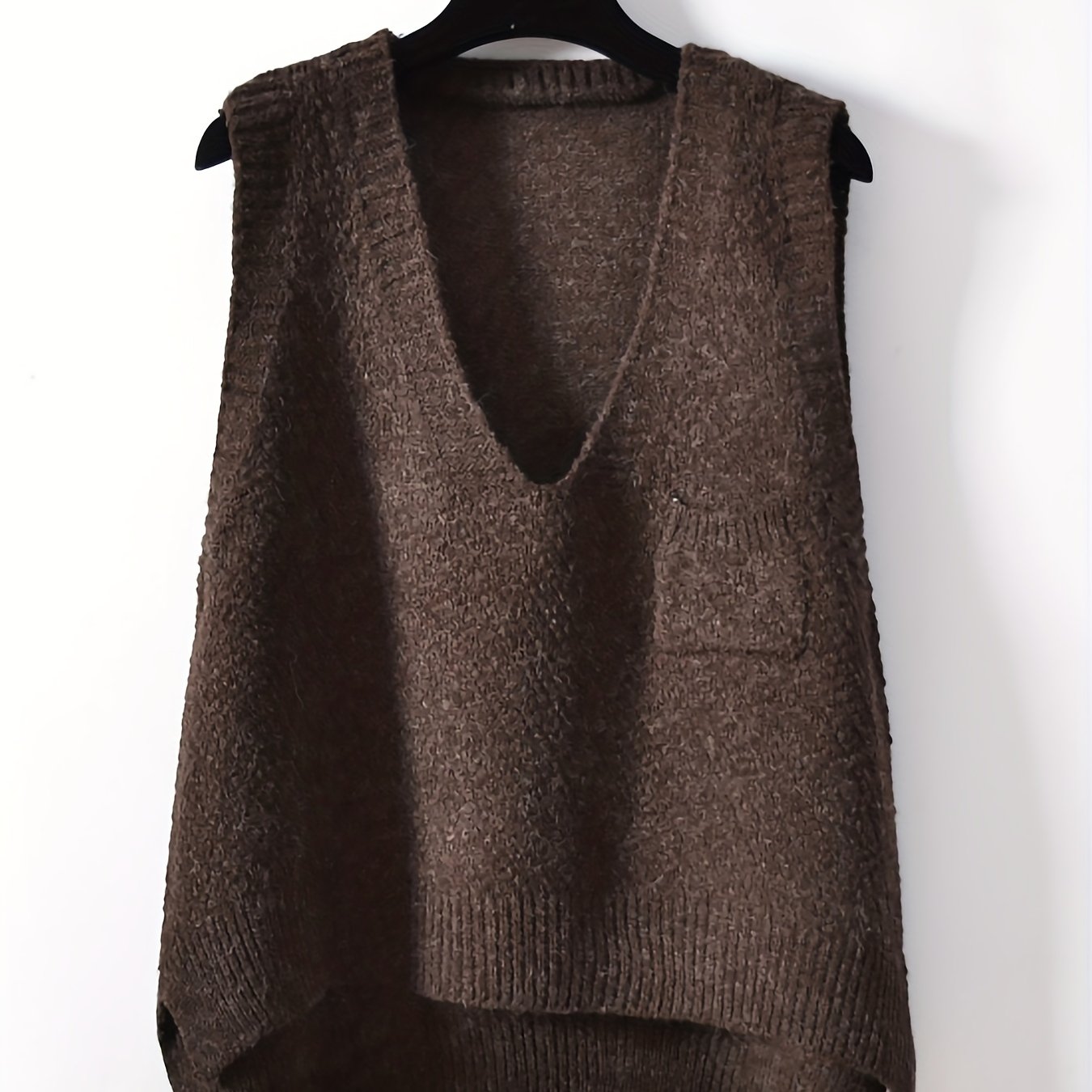 TEMU Solid V-neck Sweater Vest, Casual Sweater Vest For Fall & Winter, Women's Clothing