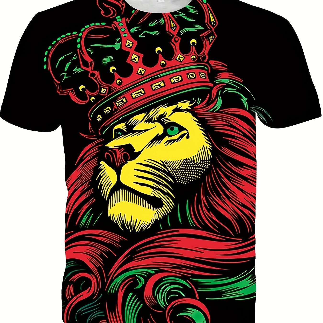 Plus Size Men s Casual Graphic Tees For Summer Lion King Print Crew 
