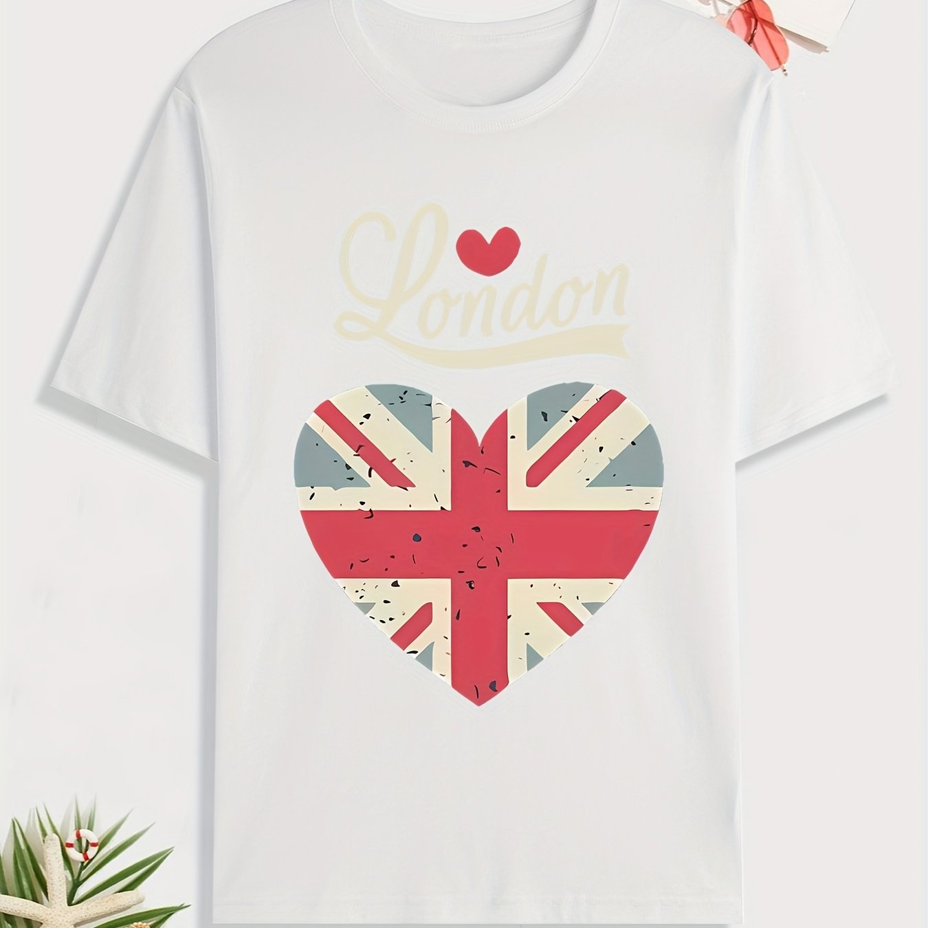  london heart print men s graphic t shirt casual comfy tees for