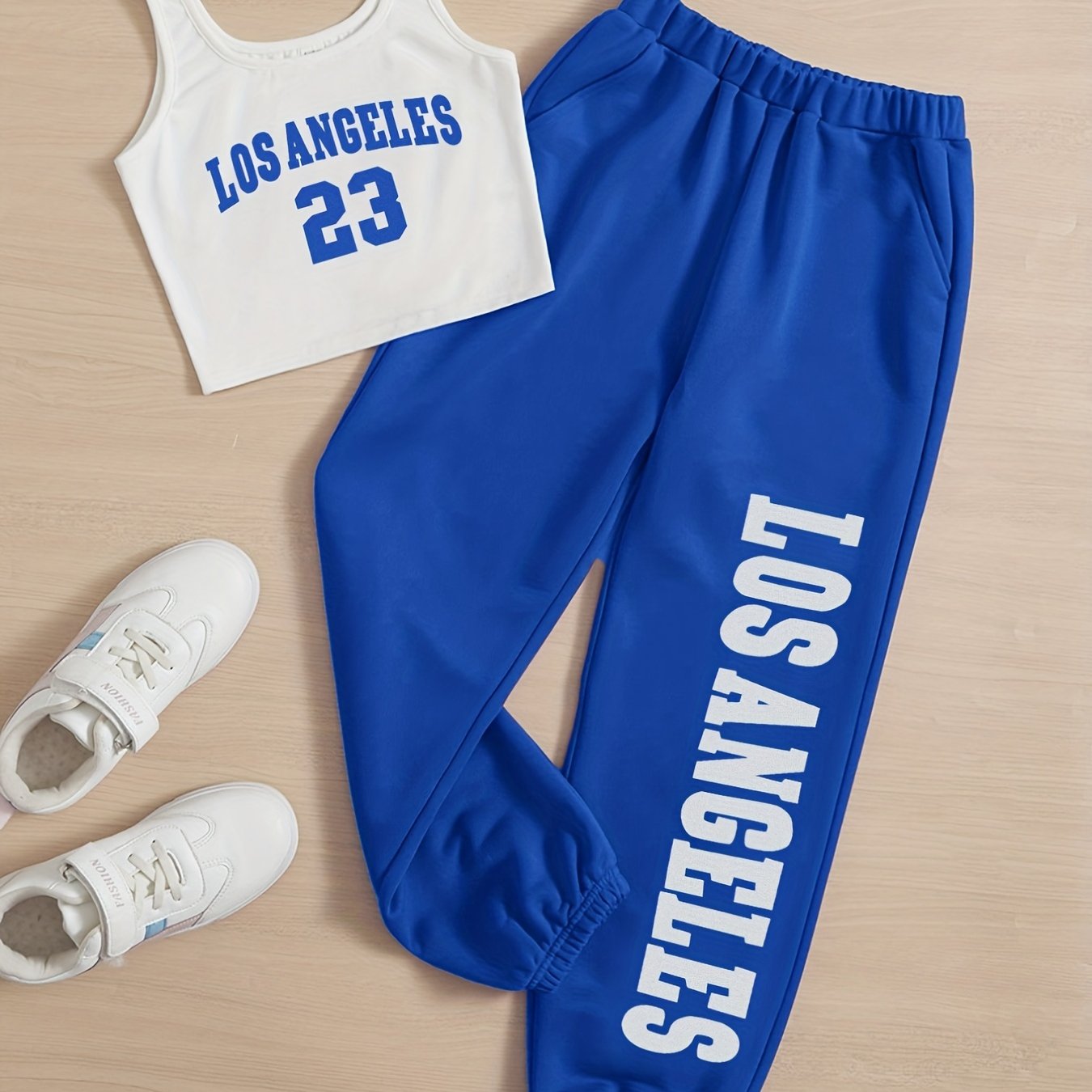 Girls Casual Cute Trendy los Angeles Tank Top Pants Set - Temu