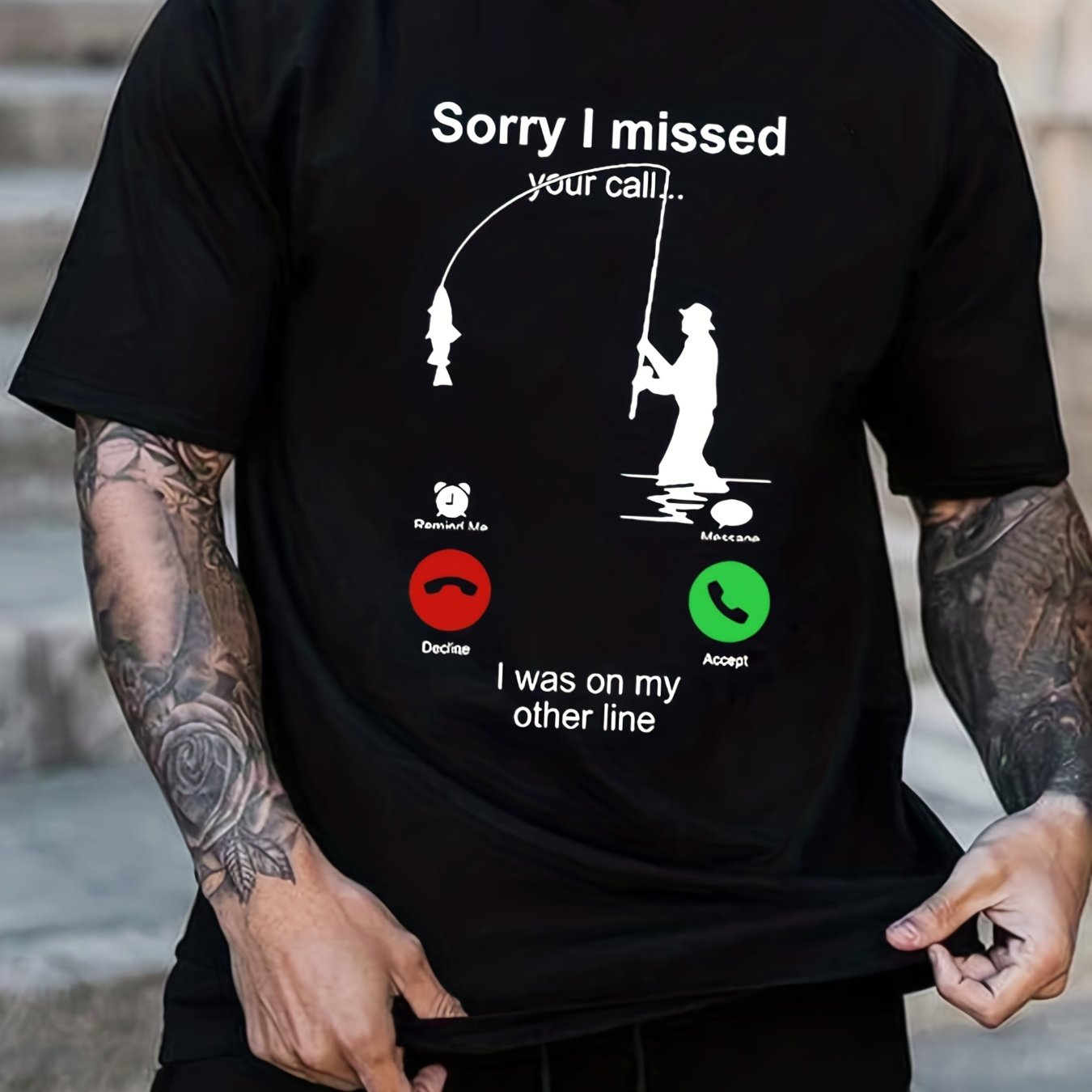 sorry Missed Call Graphic T shirt Men Plus Size Summer - Temu Canada