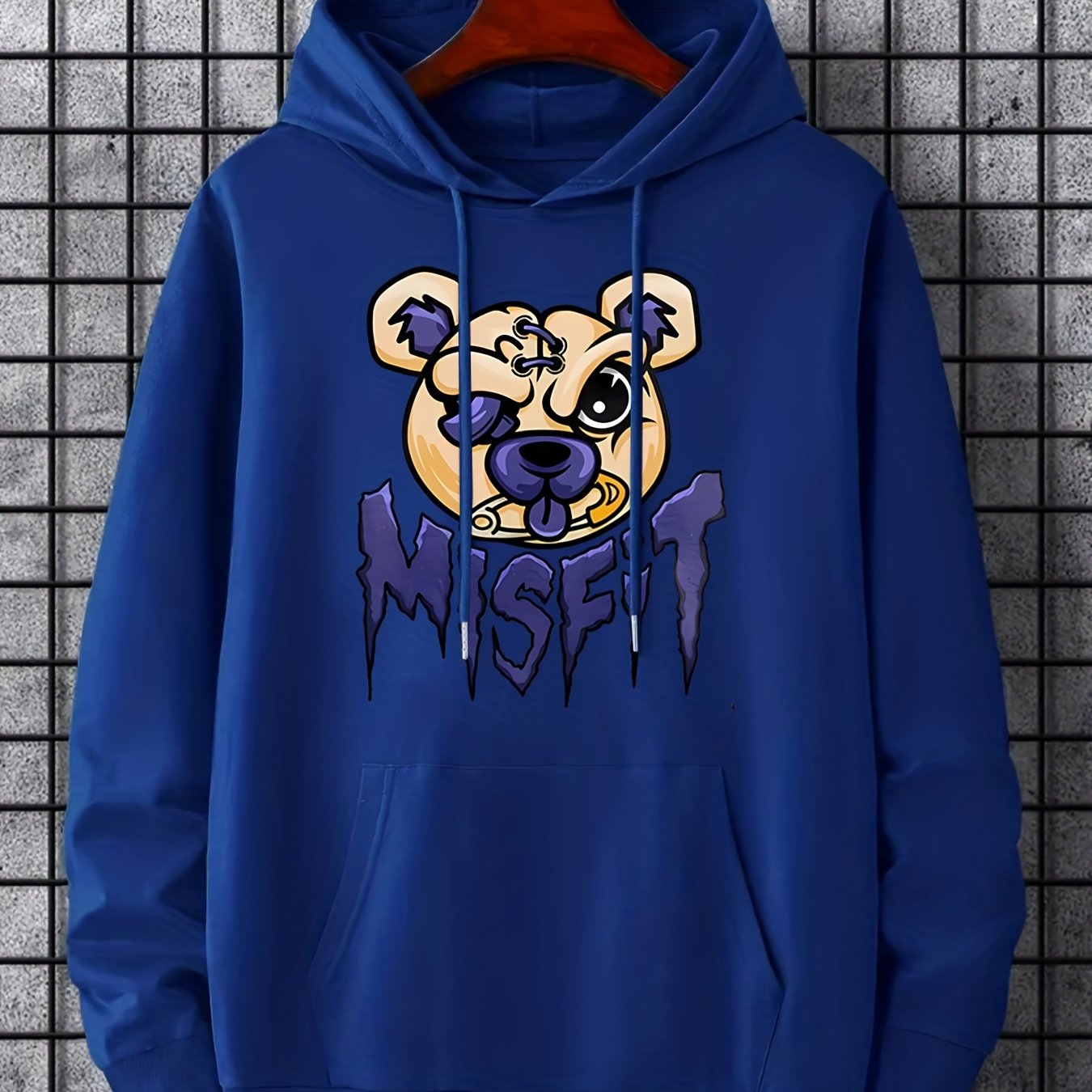 Safety Pin Bear Shoulder Zip Short Sleeve Hoodie