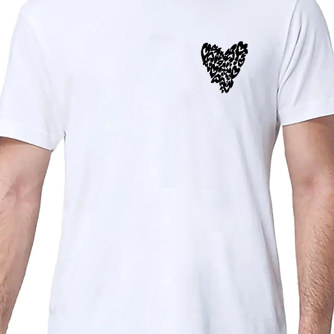 Hearts Print Short Sleeve T Shirts For Men Plus Size Stretchy Graphic ...