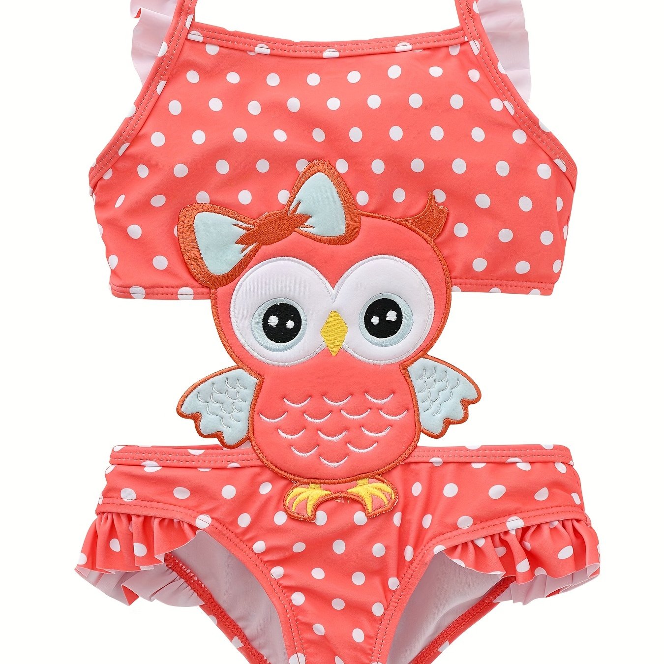 Owl Embroidery Toddle Girl Swimsuit
