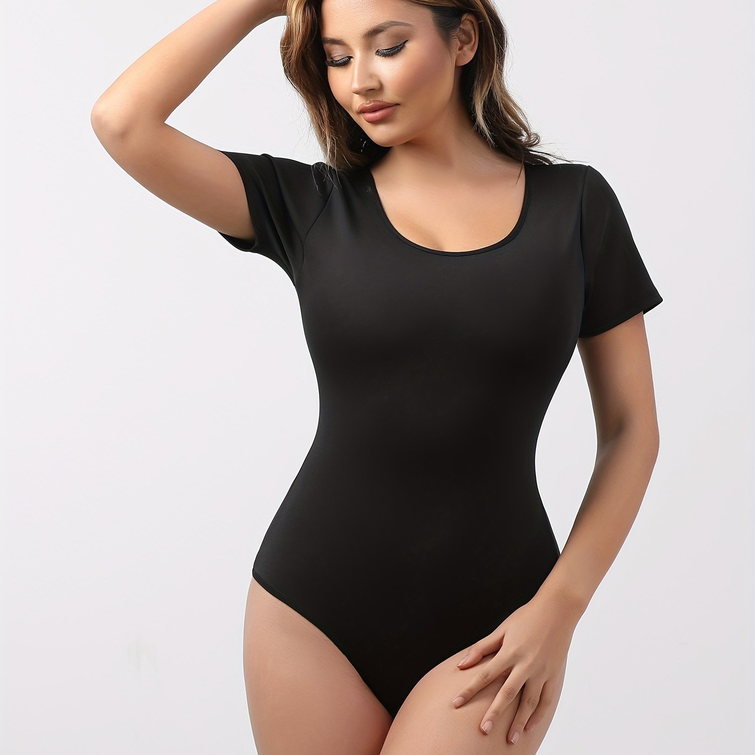 Body Liso De Forro Polar Con Cuello Redondo Body Térmico - Temu