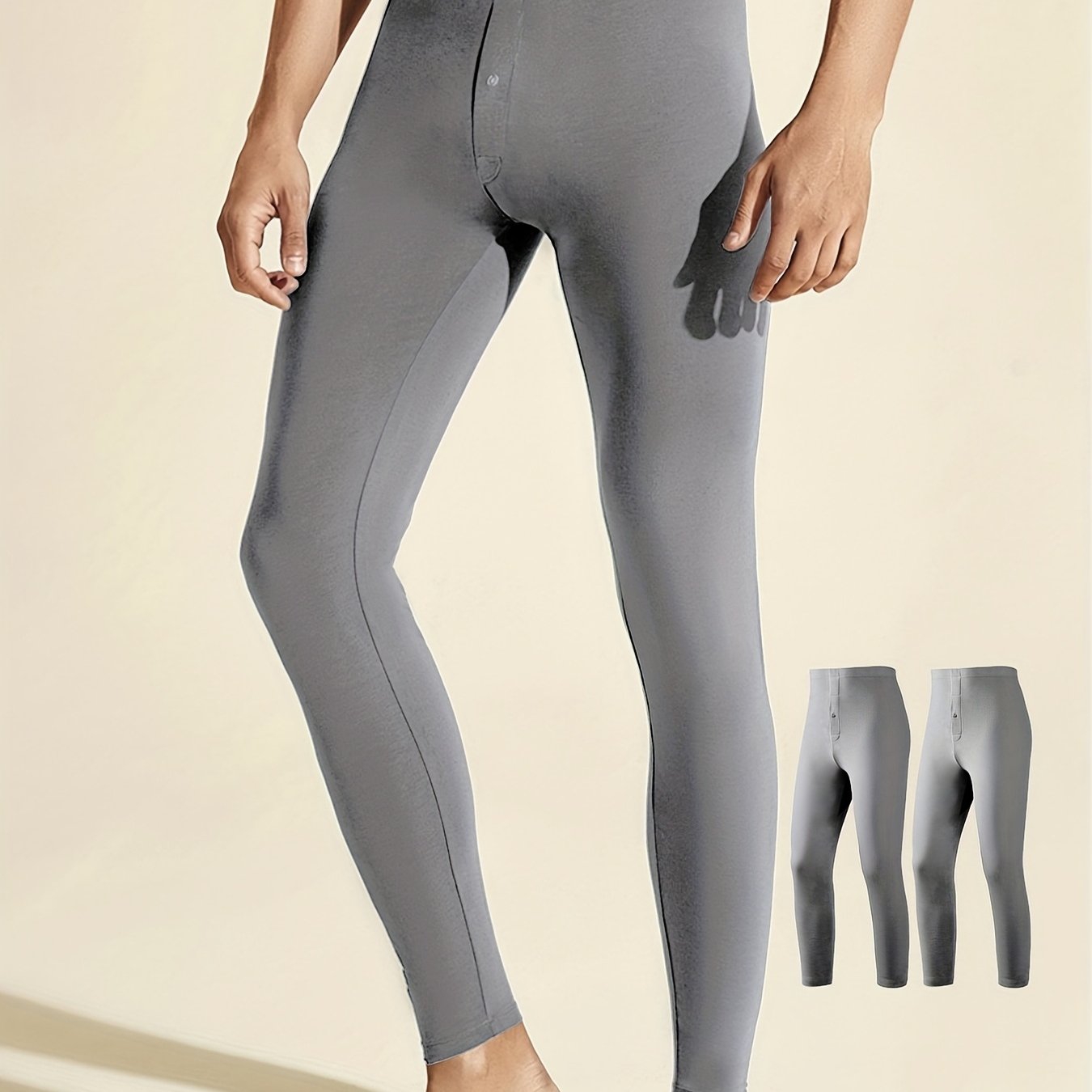 Men's Thermal Leggings, Slim Fit, Warm, Single Piece, Autumn, Thin Fabric, Wool  Leggings, Quick-drying