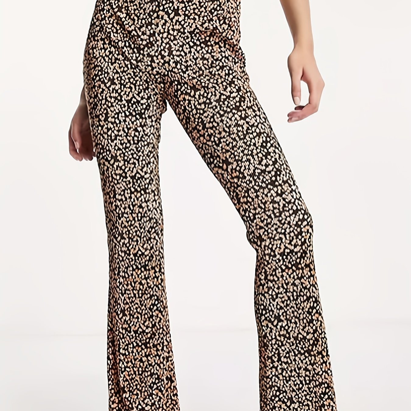 Floral Print Flared Leg Pants High Waist Palazzo Pants For Spring