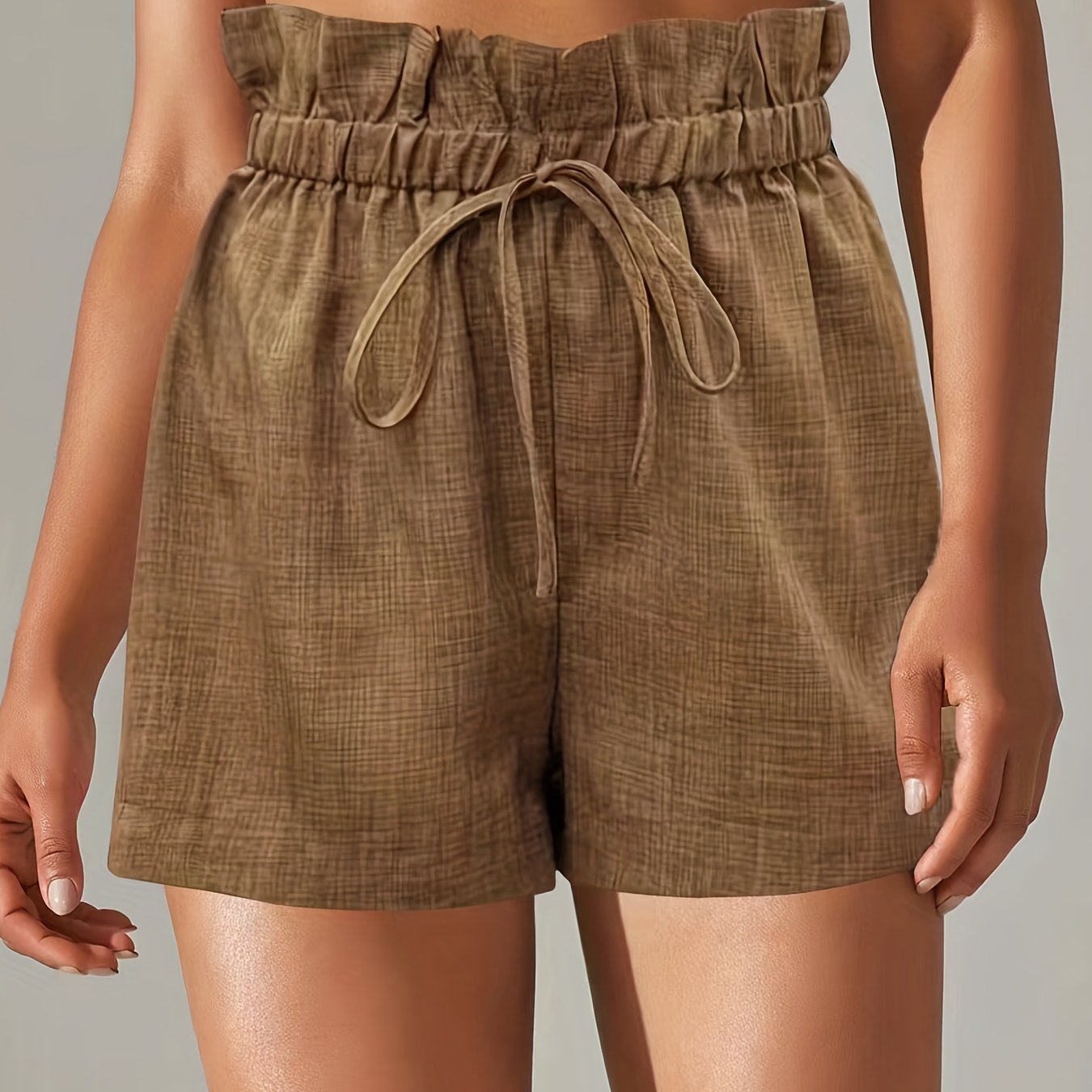 Solid Ruffle Trim Shorts, Casual Shorts For Spring & Summer, Women's  Clothing