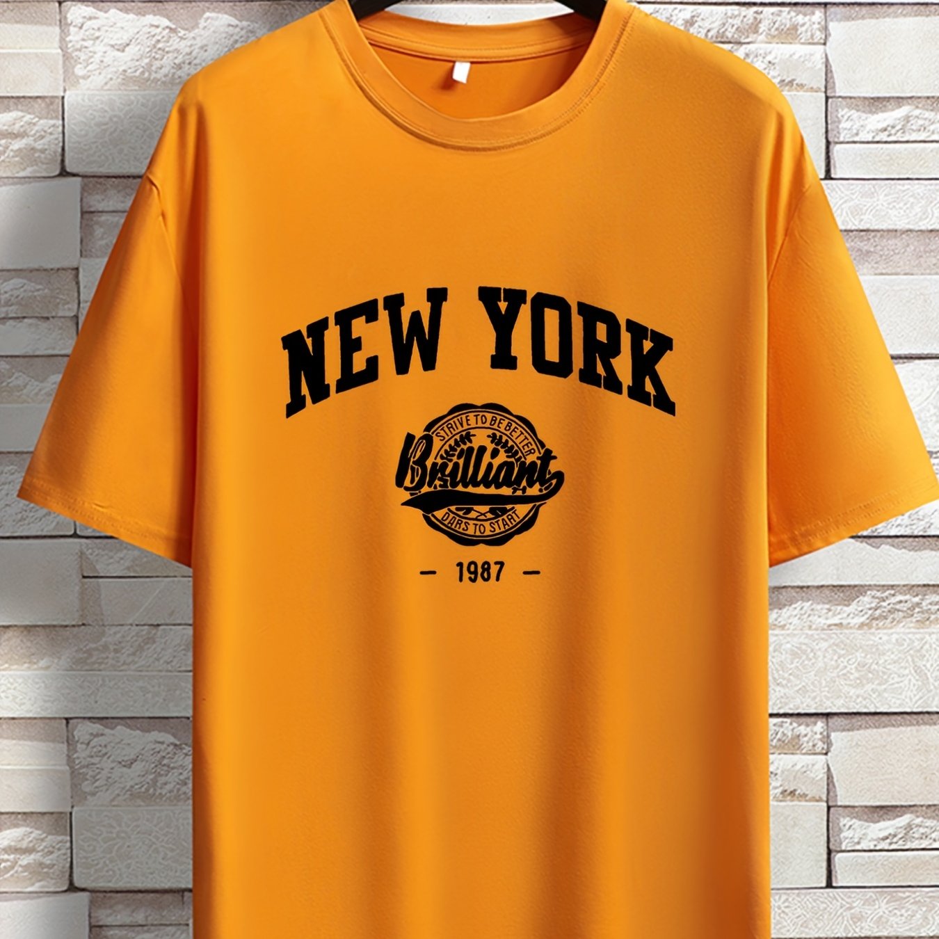 TEMU 2023 Spring/summer Short Sleeve T-shirt Fashion Brand Printed Men's Youth Spring/summer Round Neck Enlarged Widened Casual Versatile Top, Plus
