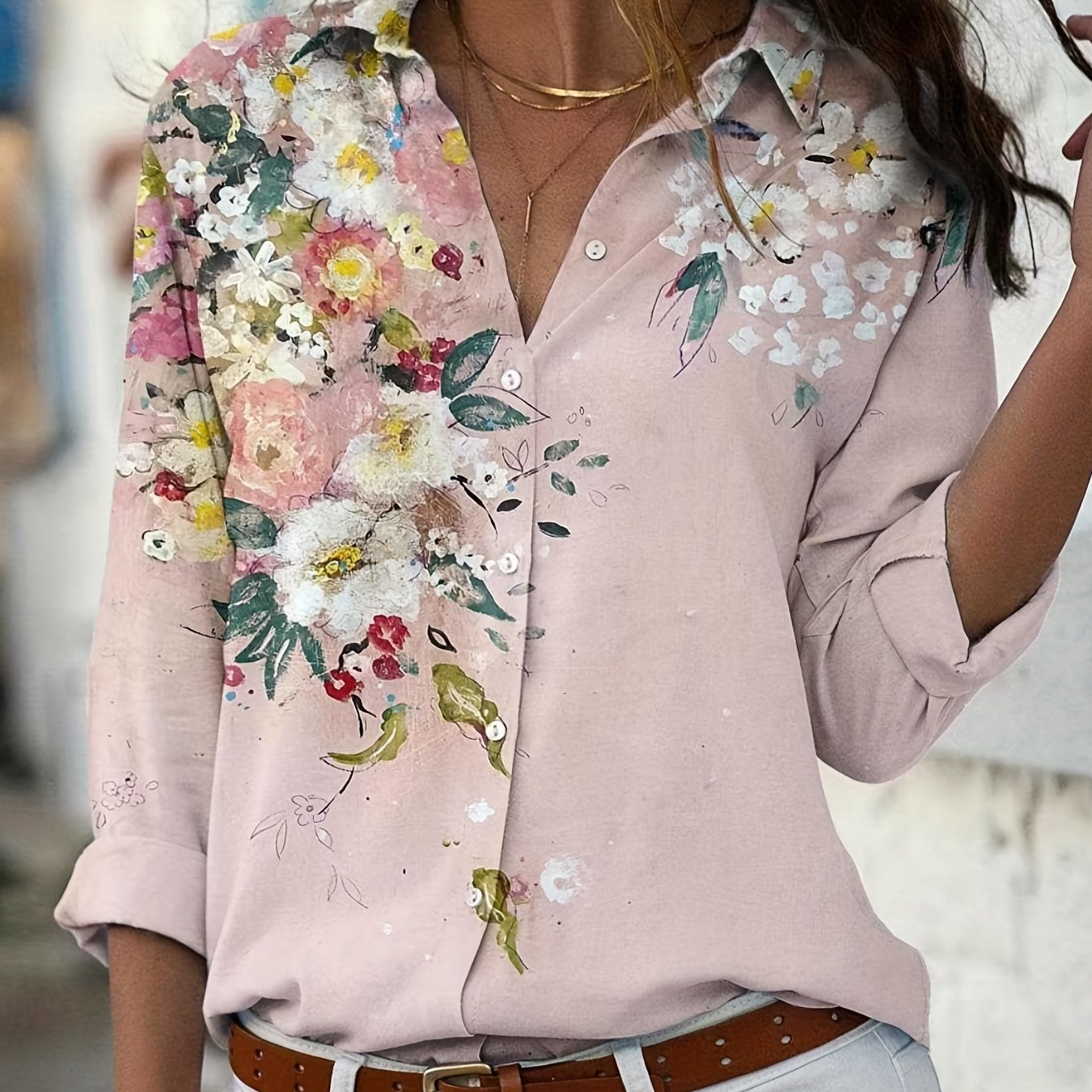 Blusa de manga larga con estampado de letras de talla grande, camisa  informal con botones en la parte delantera para mujer - Temu